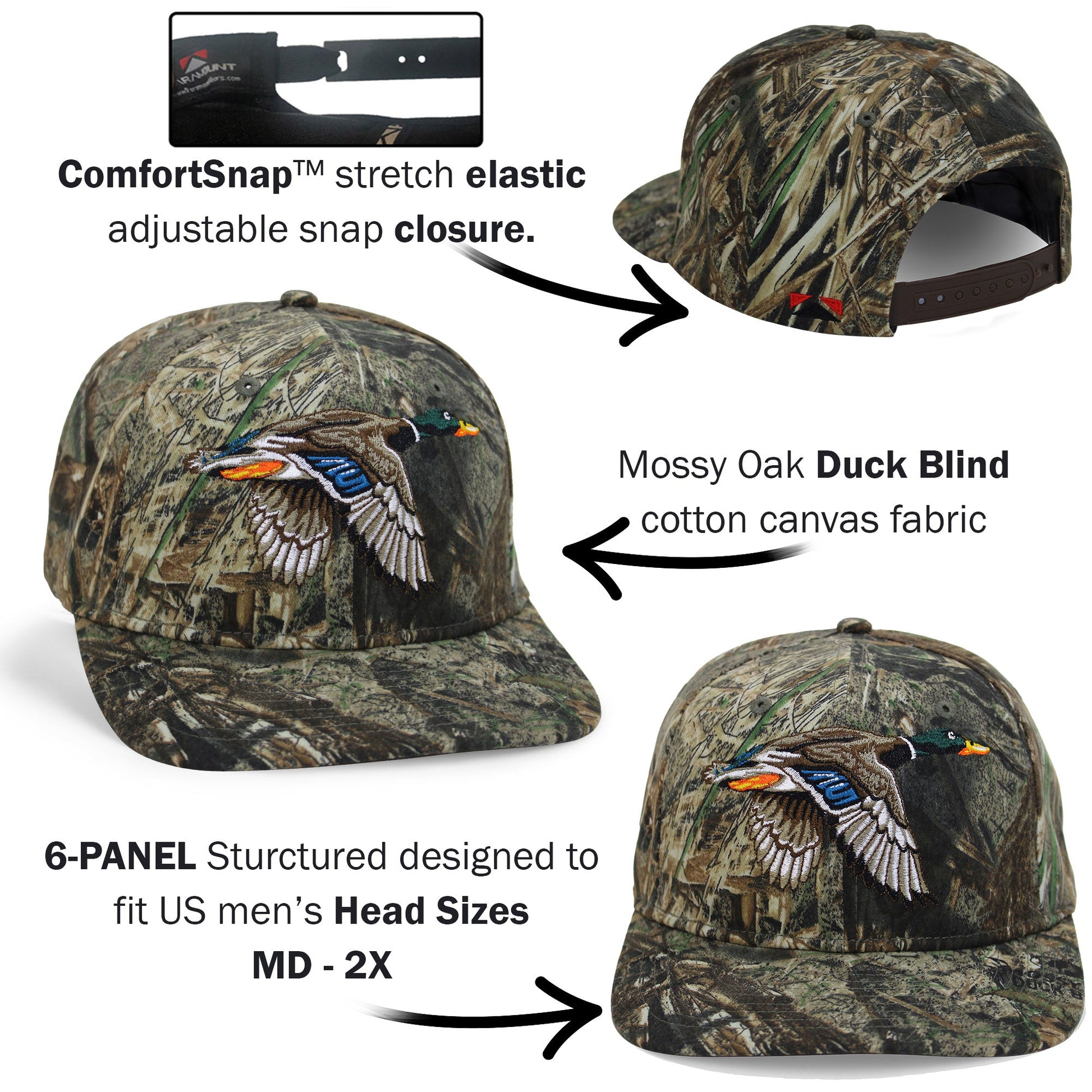 PARAMOUNT OUTDOORS™ Flying Mallard 6-Panel on Mossy Oak Duck Blind Headwear