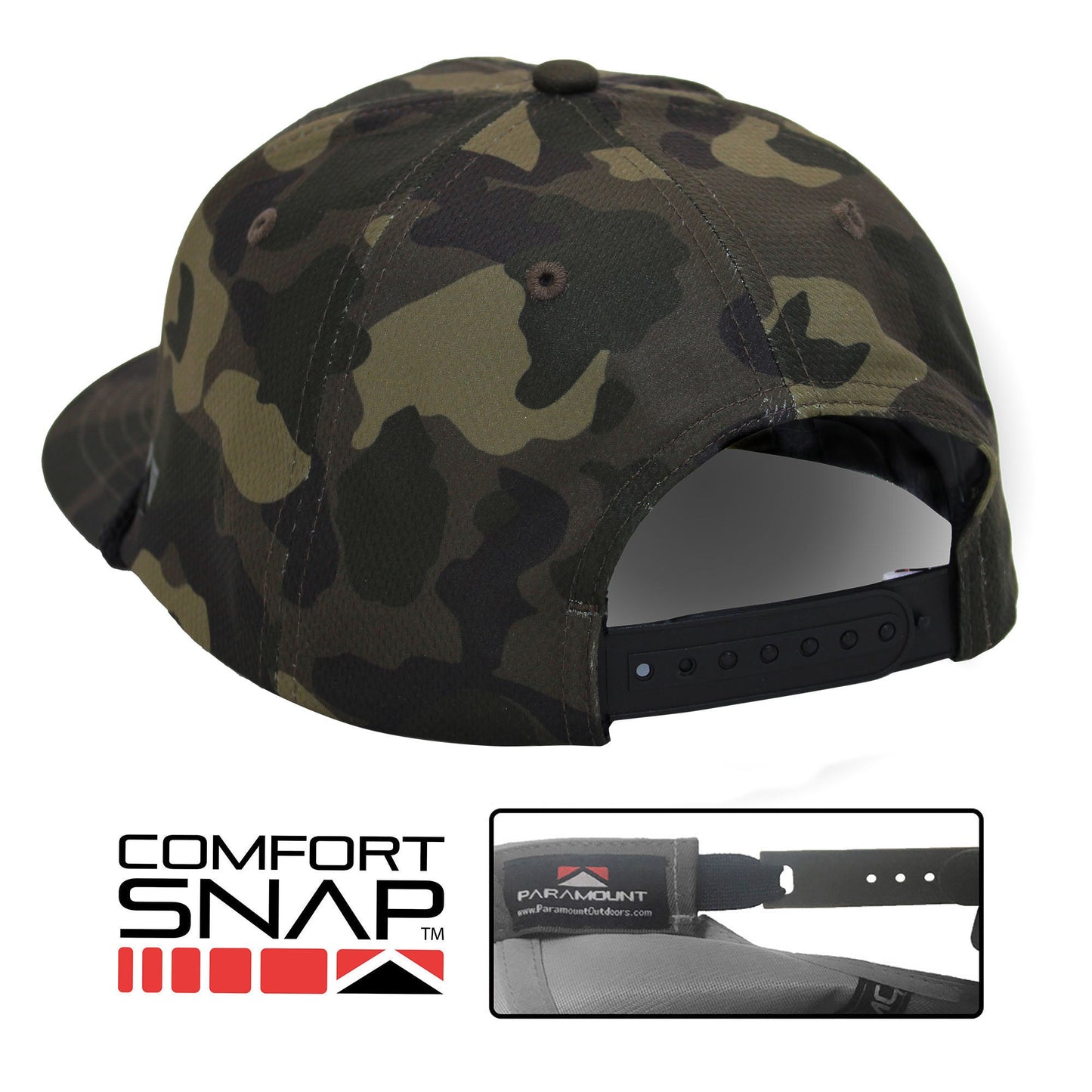 PARAMOUNT OUTDOORS™ Black Lab Performance Rope Cap on Dark Old School Camo Headwear