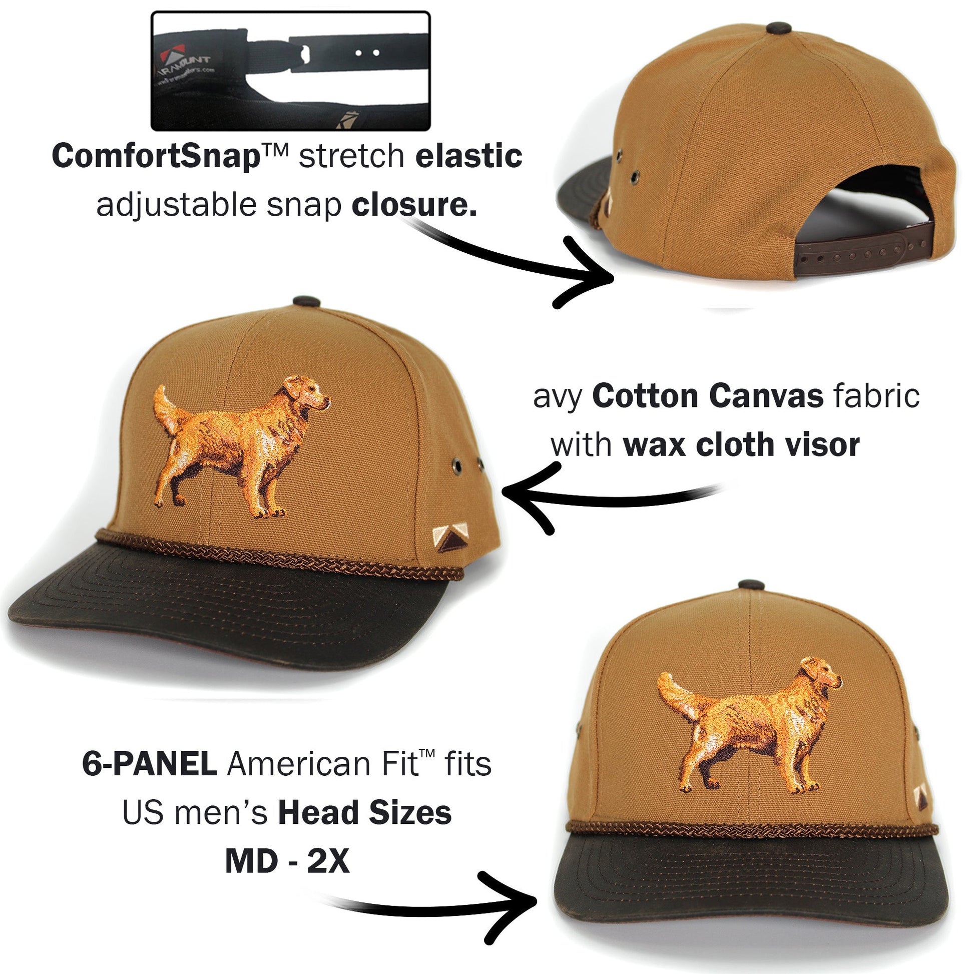 PARAMOUNT OUTDOORS™ Canvas Golden Retriever Hat with Wax Cloth Visor Headwear