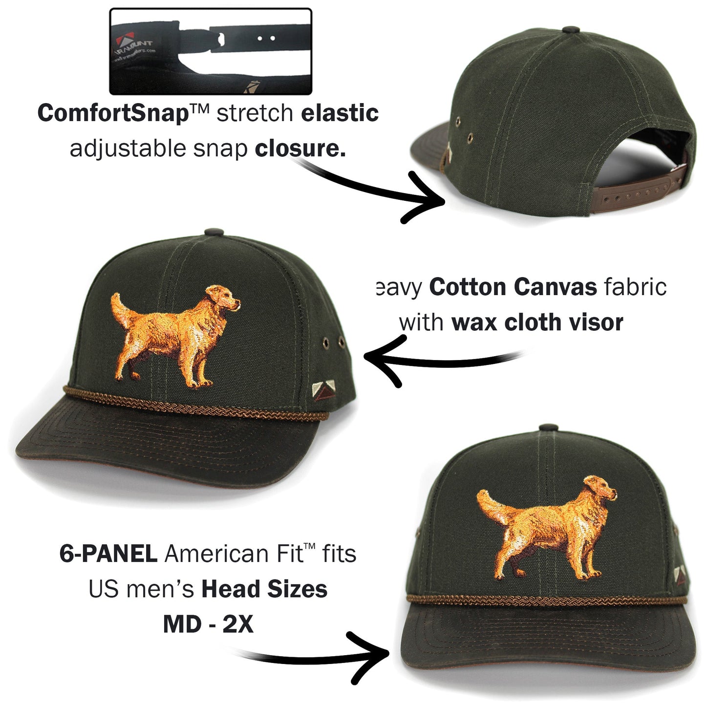 PARAMOUNT OUTDOORS™ Canvas Golden Retriever Hat with Wax Cloth Visor Headwear