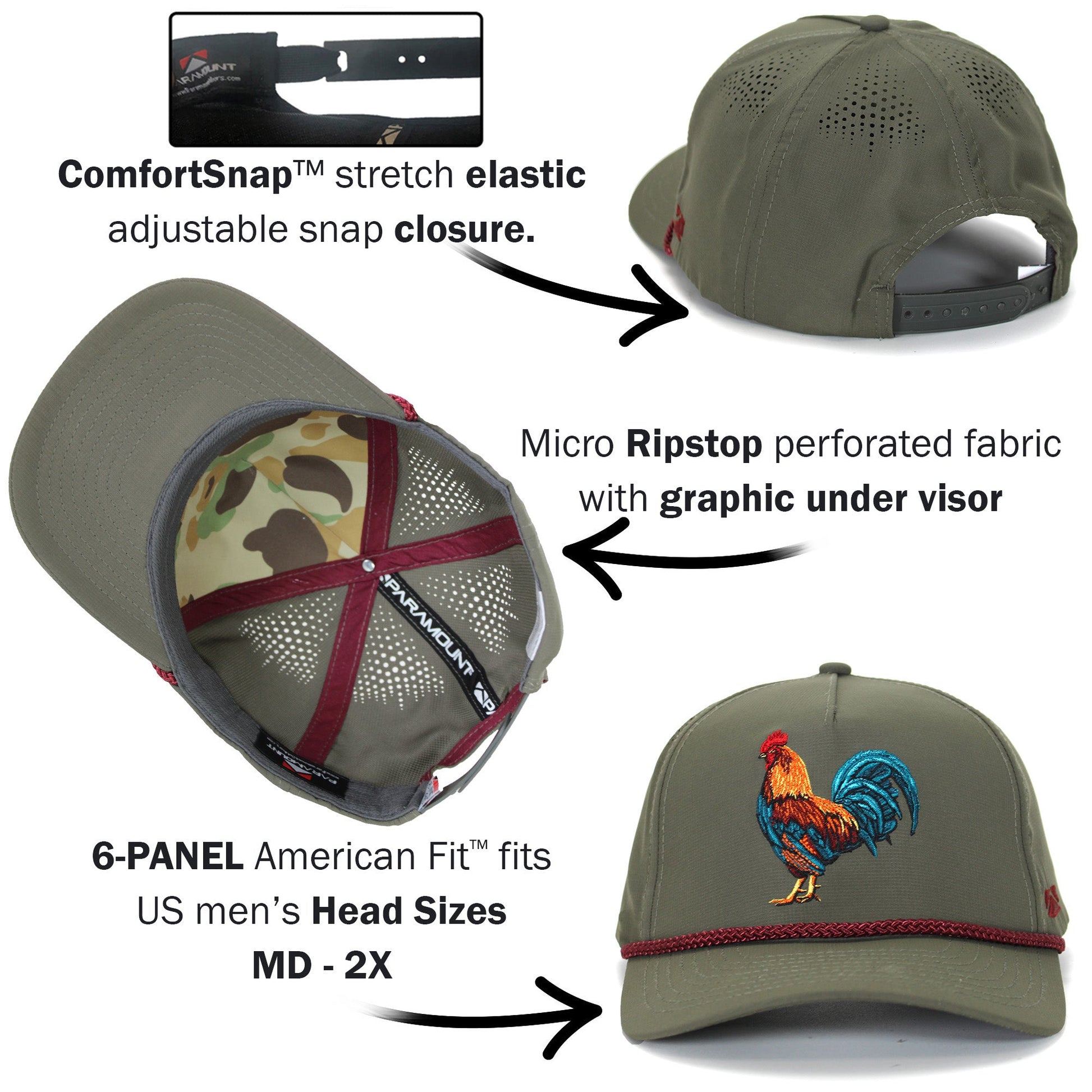 PARAMOUNT OUTDOORS™ Cock of the Walk 5-Panel Rooster Trucker Hat Headwear