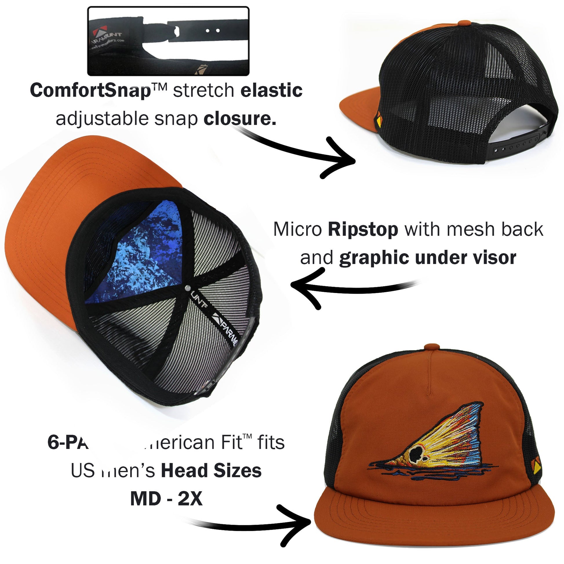PARAMOUNT OUTDOORS™ Redfish Tail Mesh Back Performance Hat Headwear