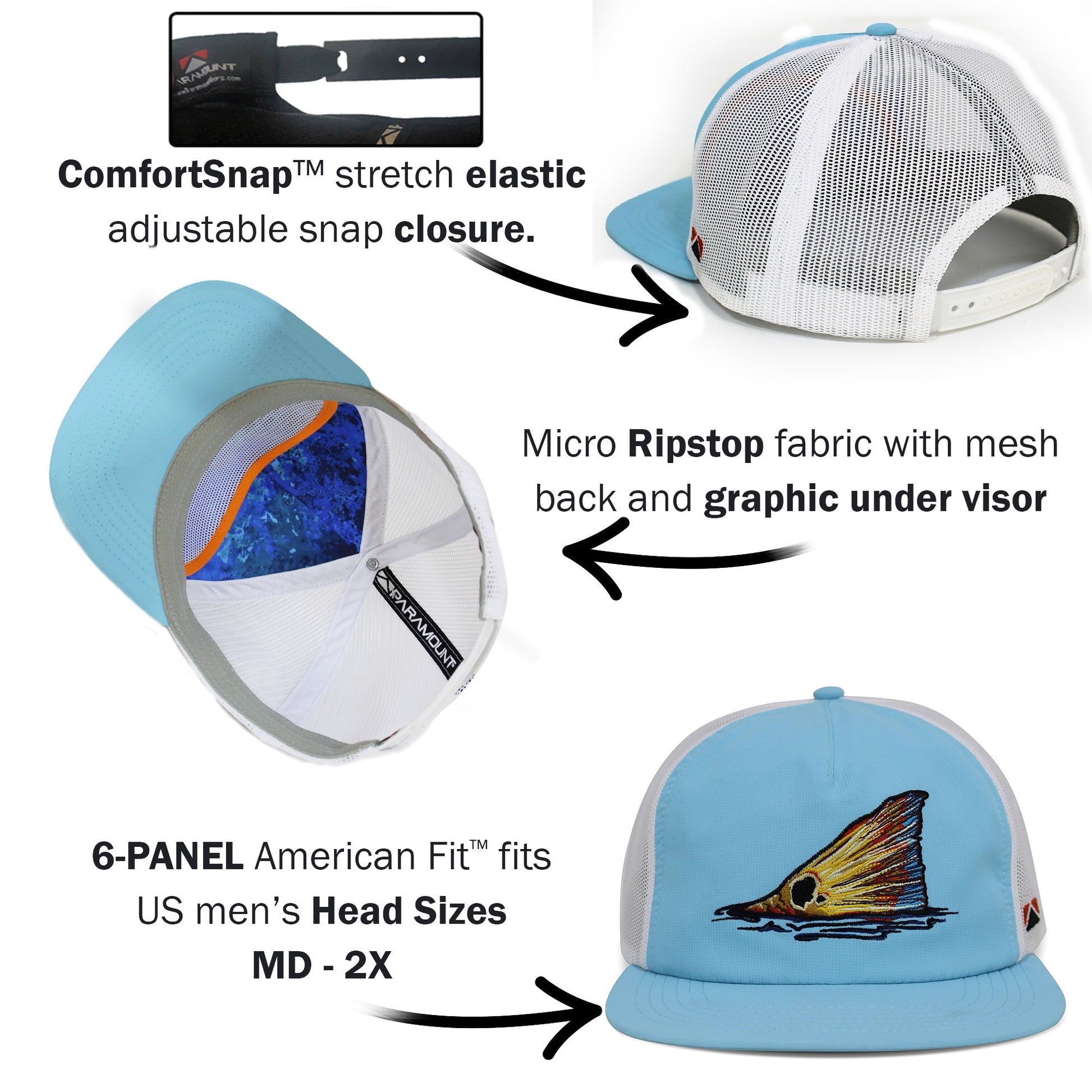 PARAMOUNT OUTDOORS™ Redfish Tail Mesh Back Performance Hat Headwear