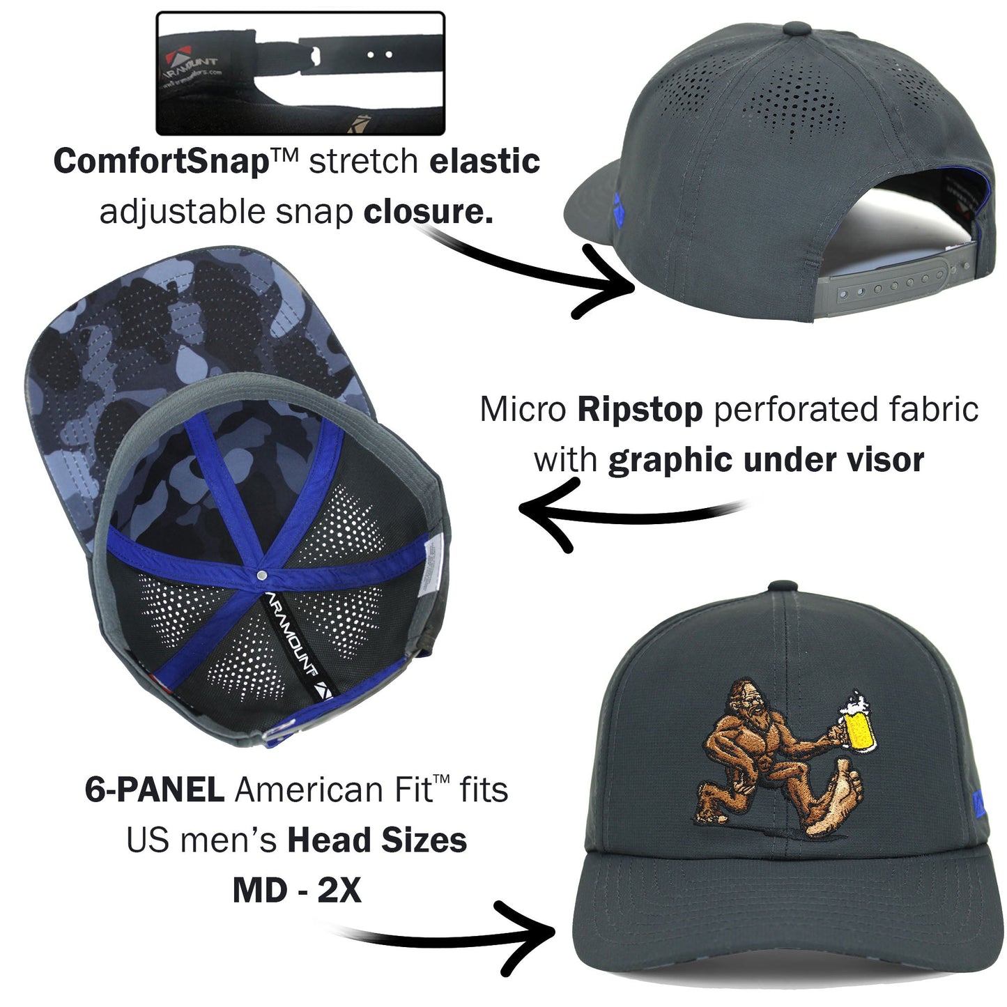 PARAMOUNT OUTDOORS™ Bigfoot Beer Run Hat 6-Panel Performance Cap Headwear