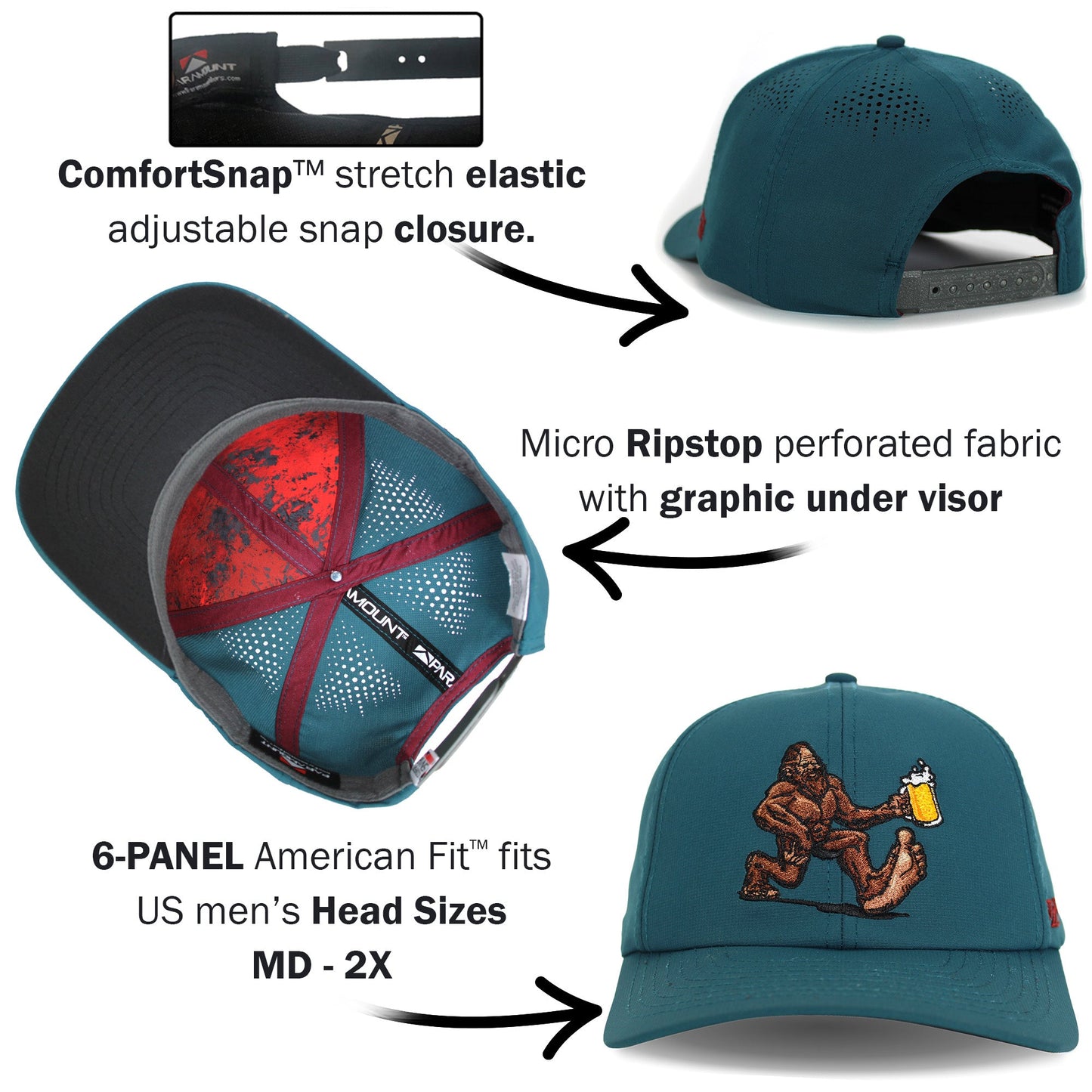 PARAMOUNT OUTDOORS™ Bigfoot Beer Run Hat 6-Panel Performance Cap Headwear