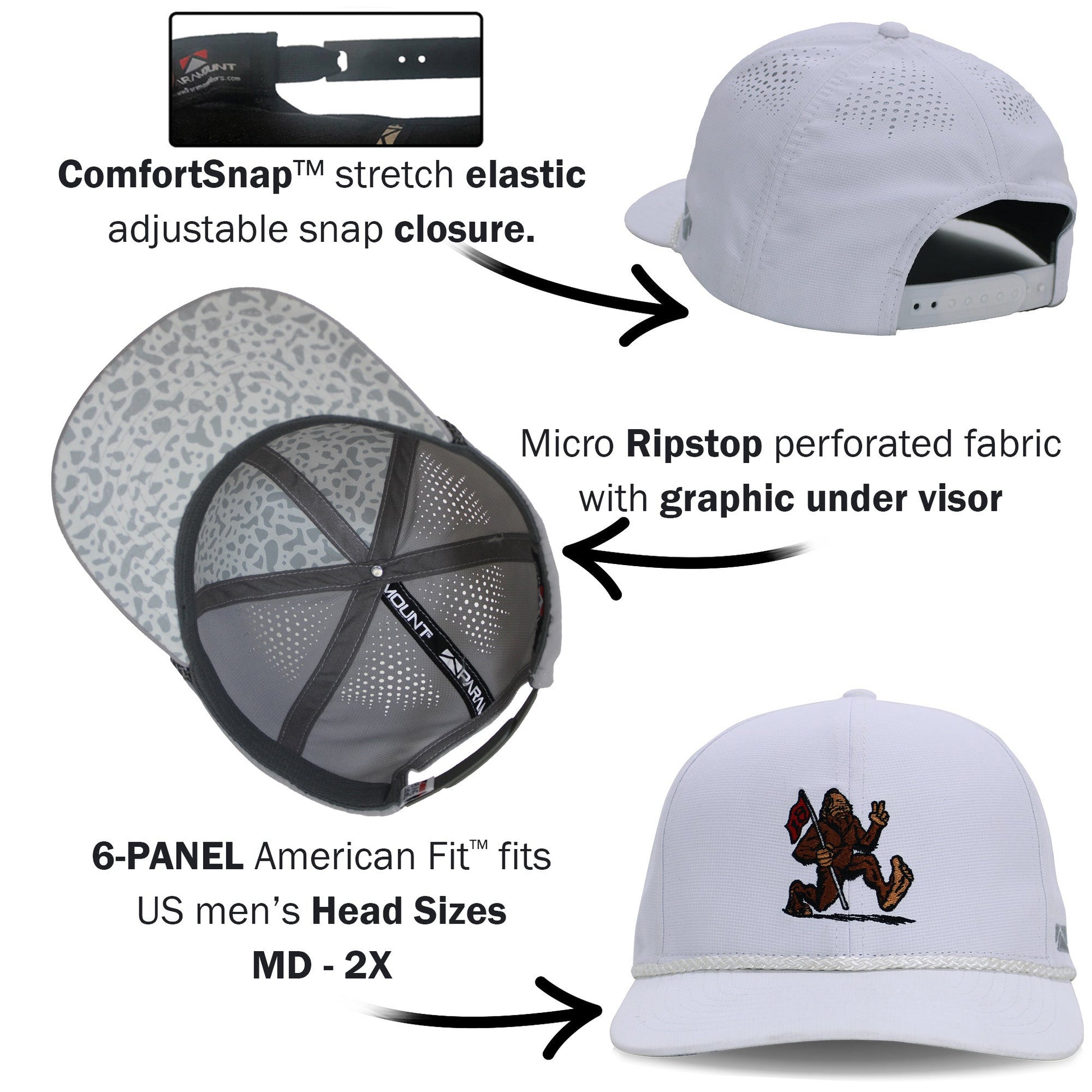 PARAMOUNT OUTDOORS™ Golf Sasquatch Bigfoot Final Hole Performance Rope Cap Headwear