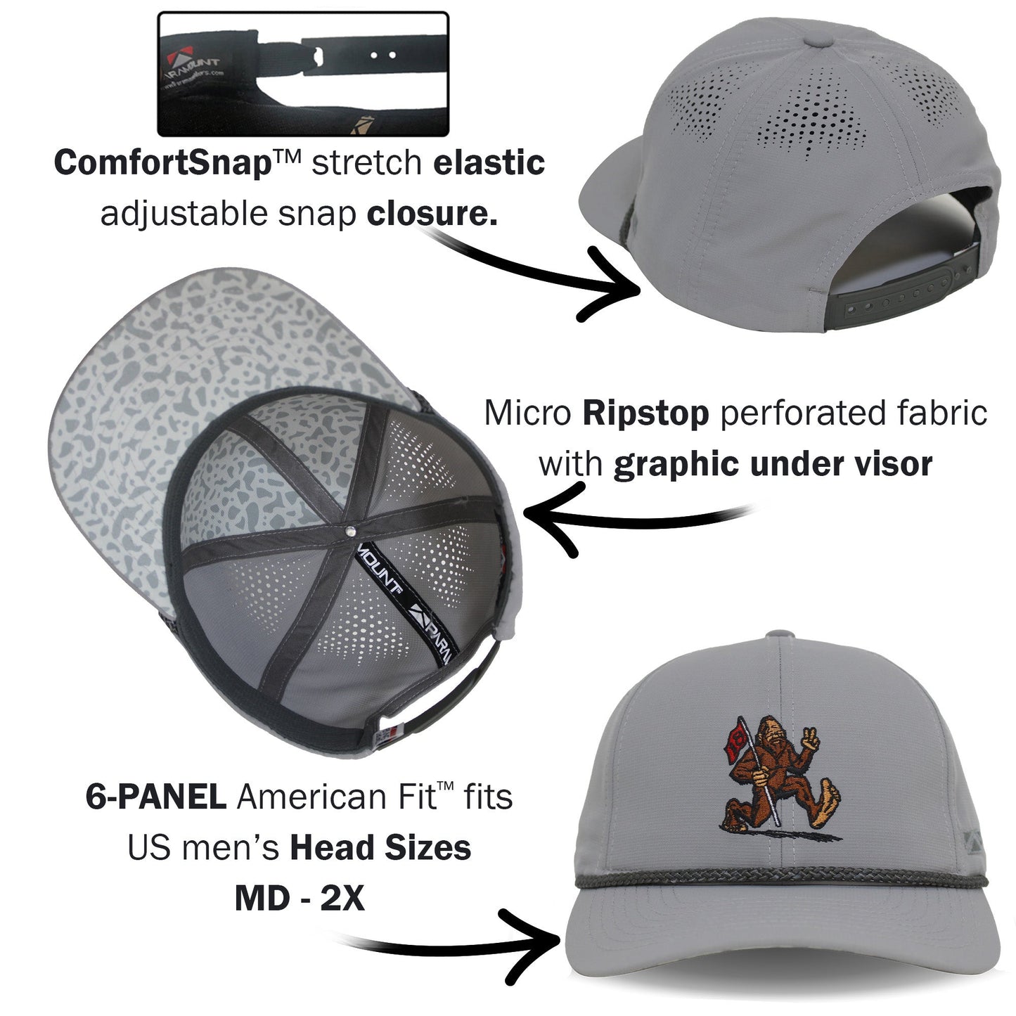PARAMOUNT OUTDOORS™ Golf Sasquatch Bigfoot Final Hole Performance Rope Cap Headwear