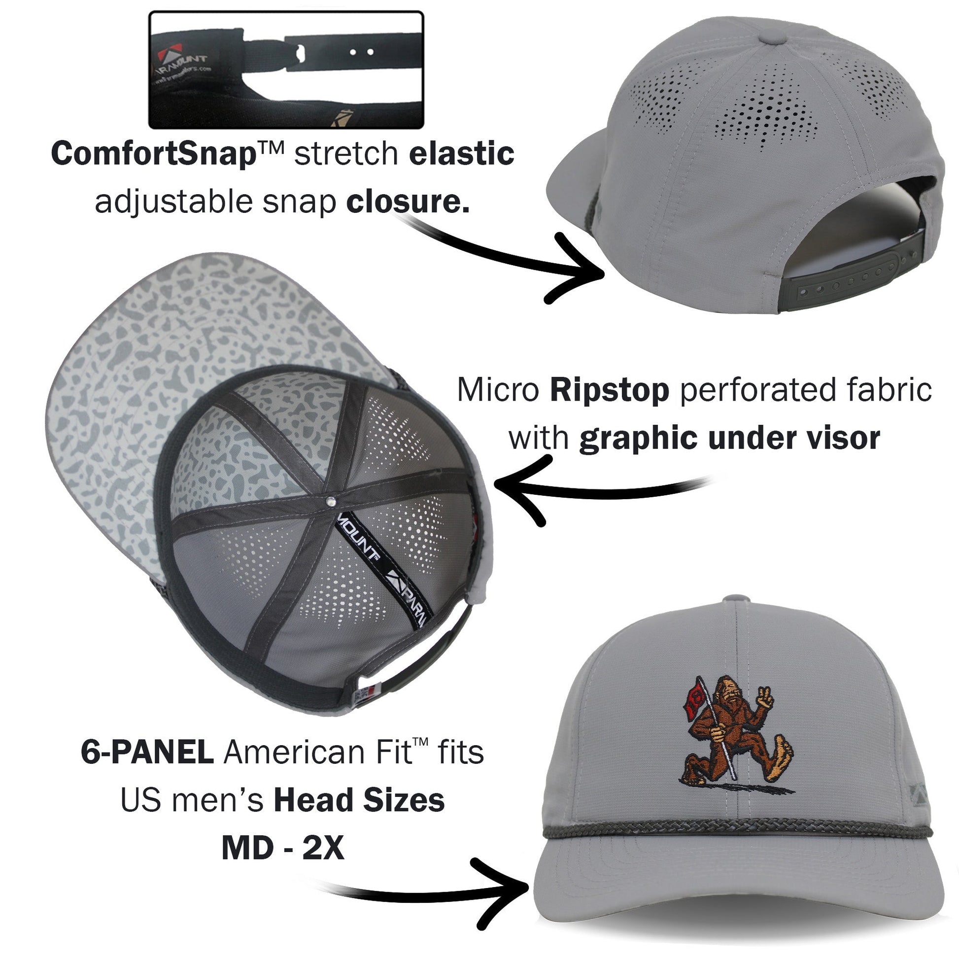 PARAMOUNT OUTDOORS™ Golf Sasquatch Bigfoot Final Hole Performance Rope Cap Headwear