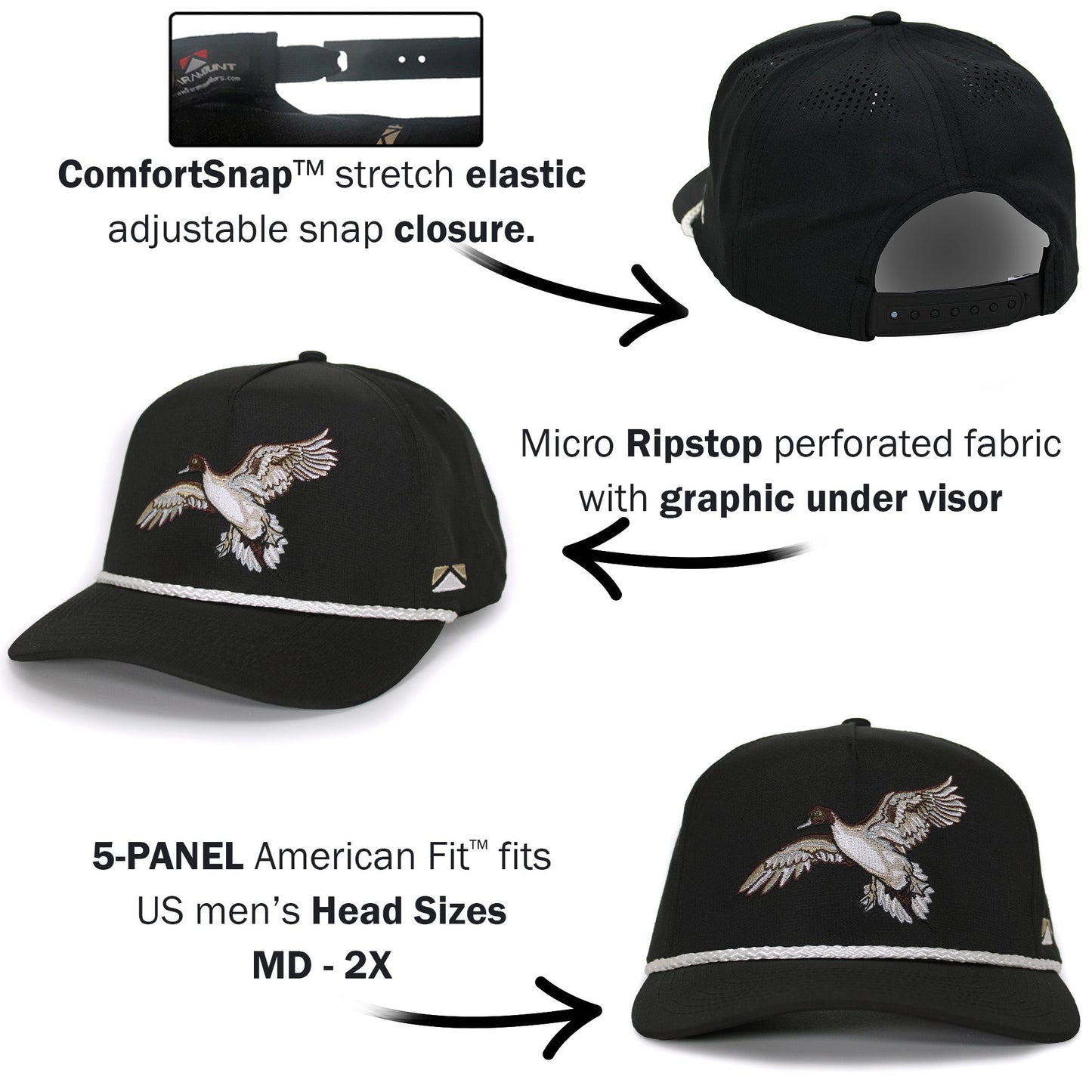 PARAMOUNT OUTDOORS™ Black Pintail Performance Rope Cap Headwear