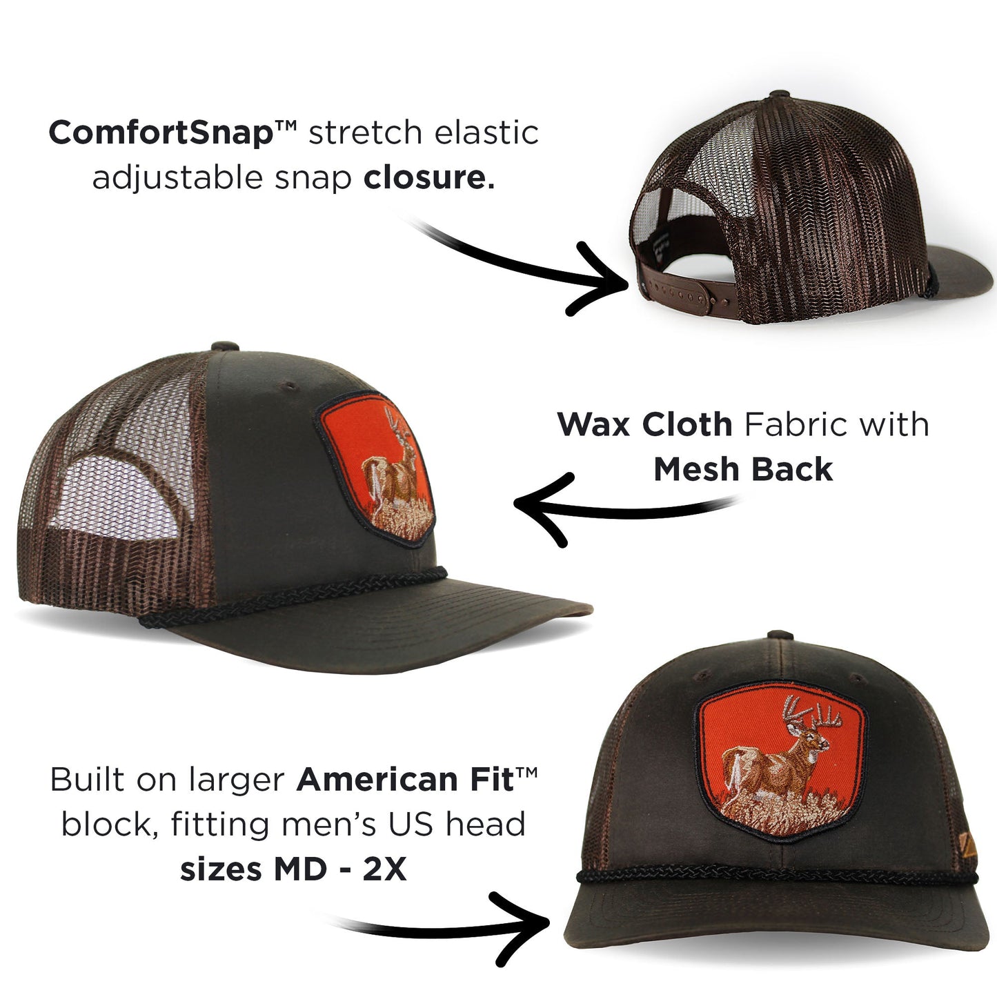 PARAMOUNT OUTDOORS™ Wax Cloth Deer Patch Cap Headwear