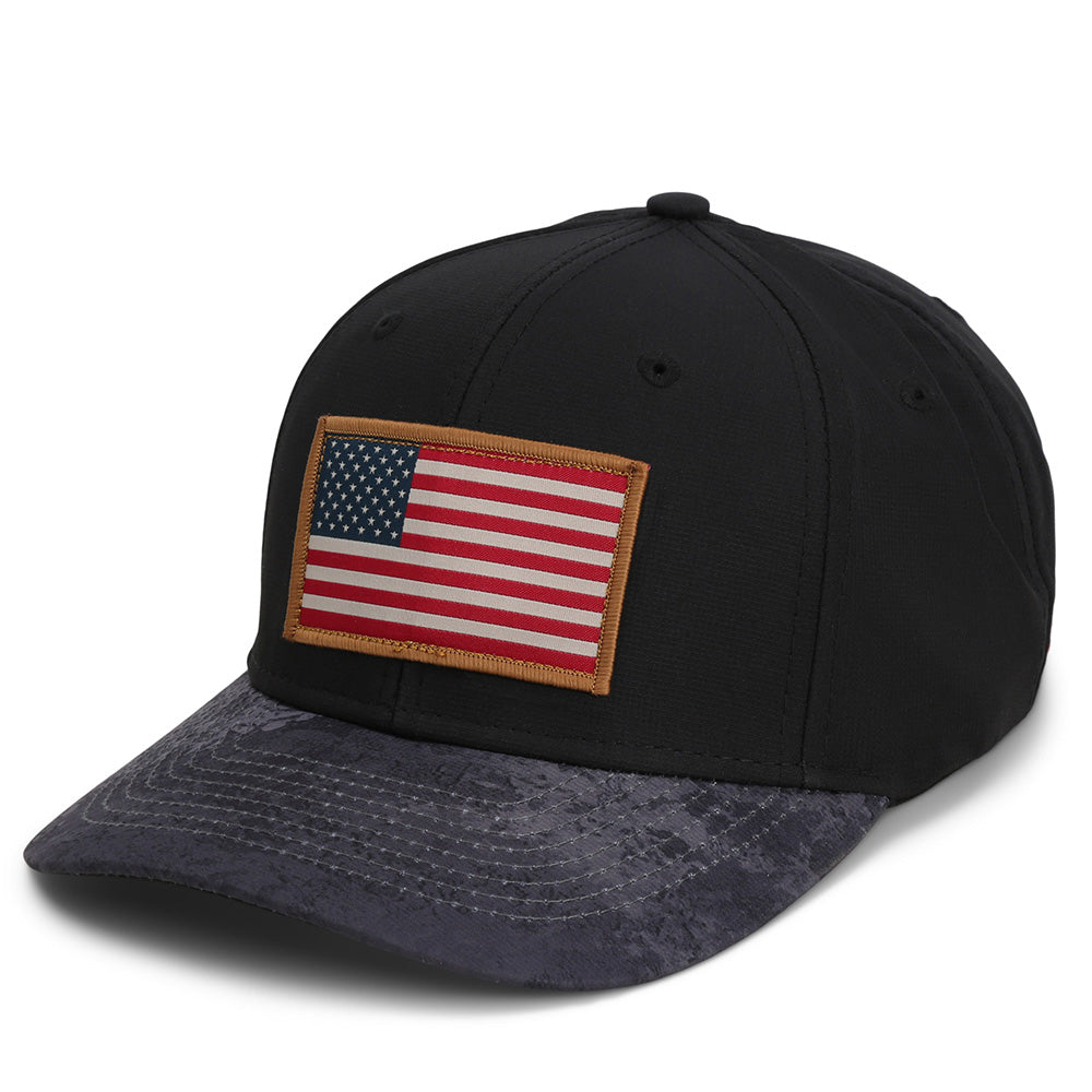 PARAMOUNT OUTDOORS™ Riverside American Flag Hat Structured Ripstop Cap Black Cirrus
