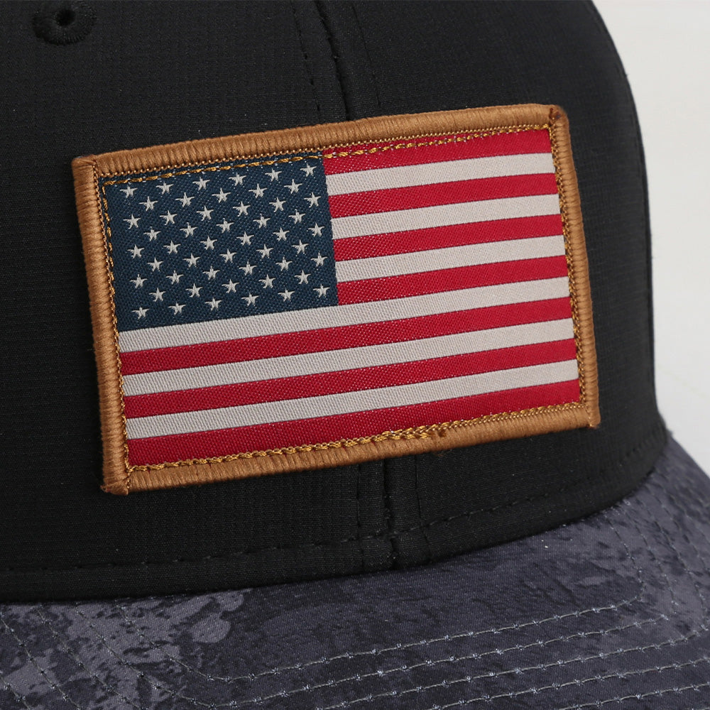 PARAMOUNT OUTDOORS™ Riverside American Flag Hat Structured Ripstop Cap Black Cirrus