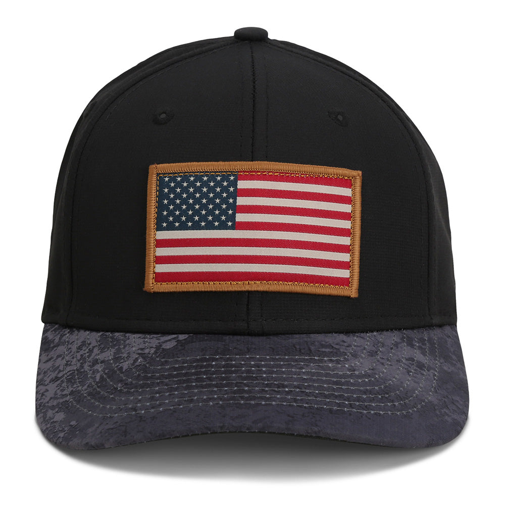 PARAMOUNT OUTDOORS™ Riverside American Flag Hat Structured Ripstop Cap Black Cirrus