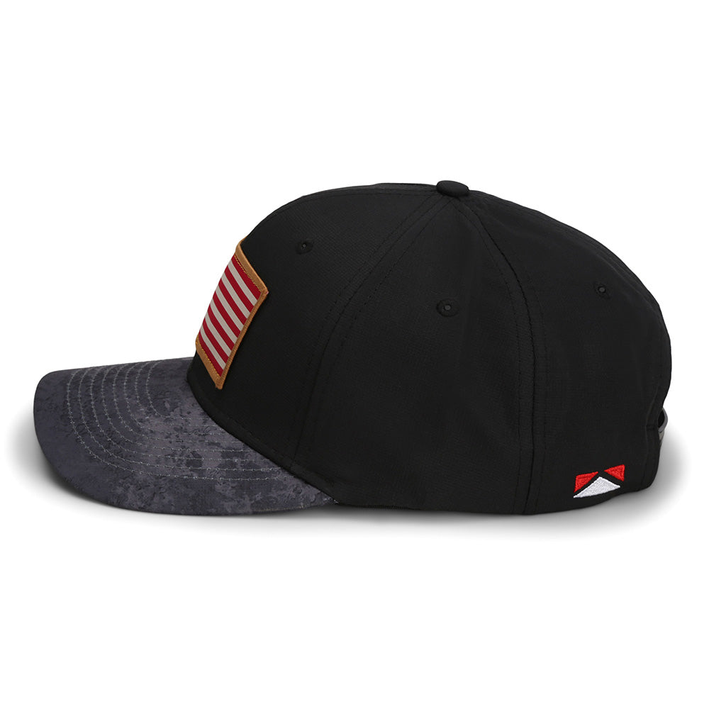 PARAMOUNT OUTDOORS™ Riverside American Flag Hat Structured Ripstop Cap Black Cirrus