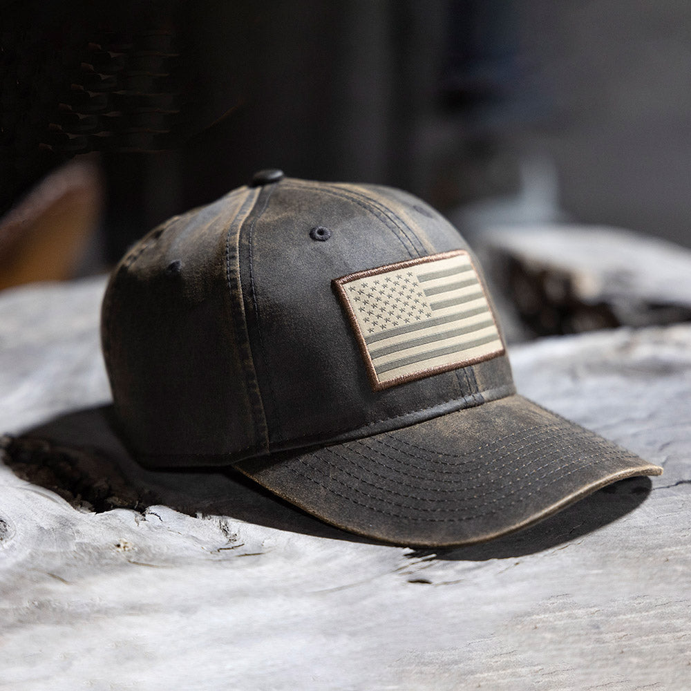 PARAMOUNT OUTDOORS™ Waxed Cloth American Flag Dad Cap Headwear