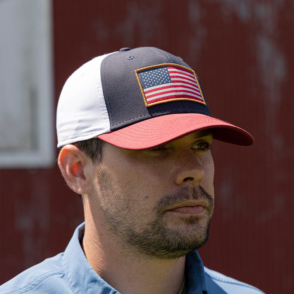 PARAMOUNT OUTDOORS™ Riverside American Flag Hat Structured Ripstop Cap RWB