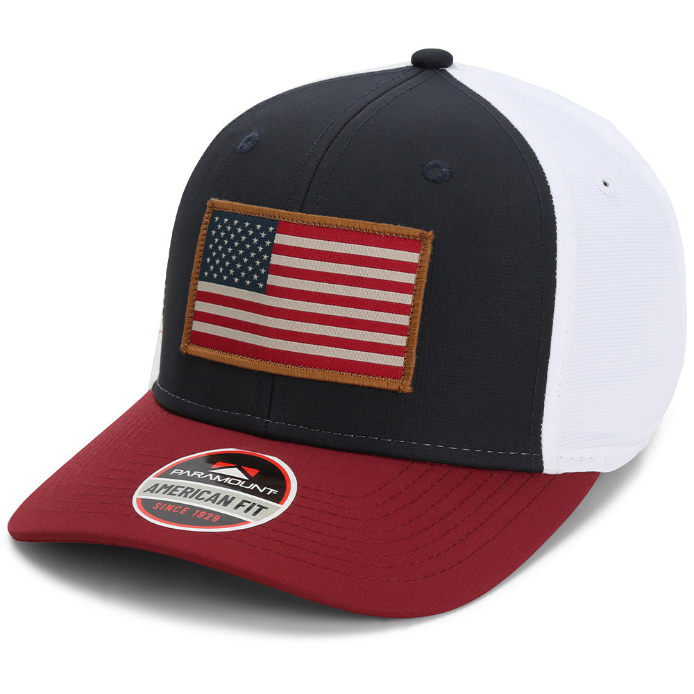 PARAMOUNT OUTDOORS™ Riverside American Flag Hat Structured Ripstop Cap RWB