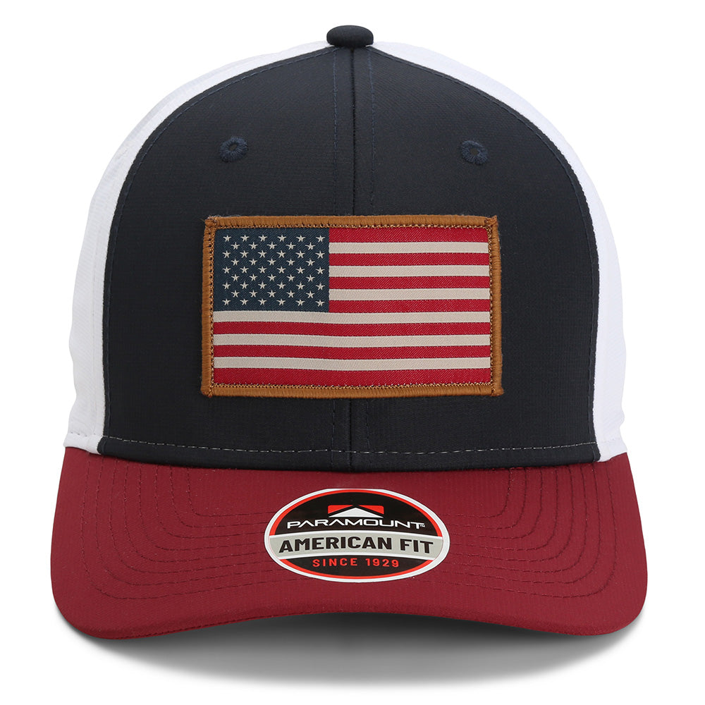 PARAMOUNT OUTDOORS™ Riverside American Flag Hat Structured Ripstop Cap RWB