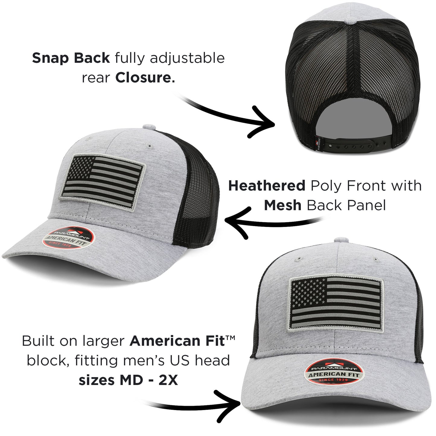 PARAMOUNT OUTDOORS™ Riverside Reflective American Flag Cap Mesh Back