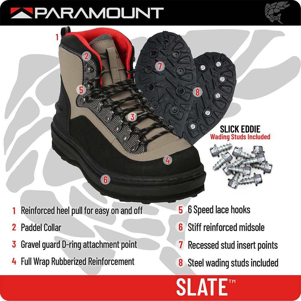 PARAMOUNT OUTDOORS™ Slate Cleated Rubber Bottom Wading Boots Wading Boots
