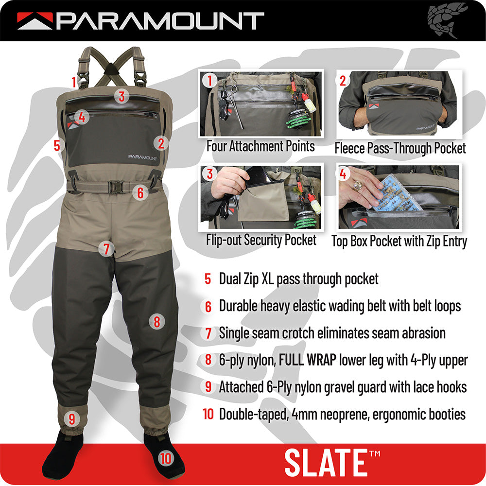 PARAMOUNT OUTDOORS™ SLATE Breathable Stockingfoot Chest Wader Fishing Wader