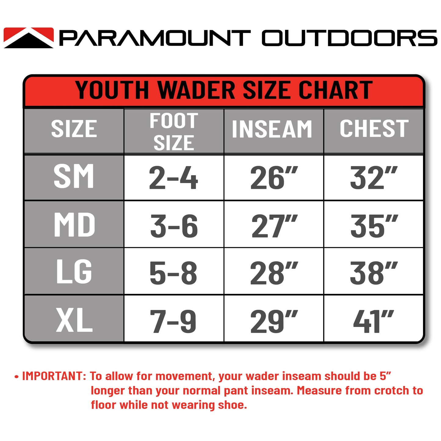 PARAMOUNT OUTDOORS™ STONEFLY YOUTH Fishing Breathable Chest Waders for Kids Fishing Wader
