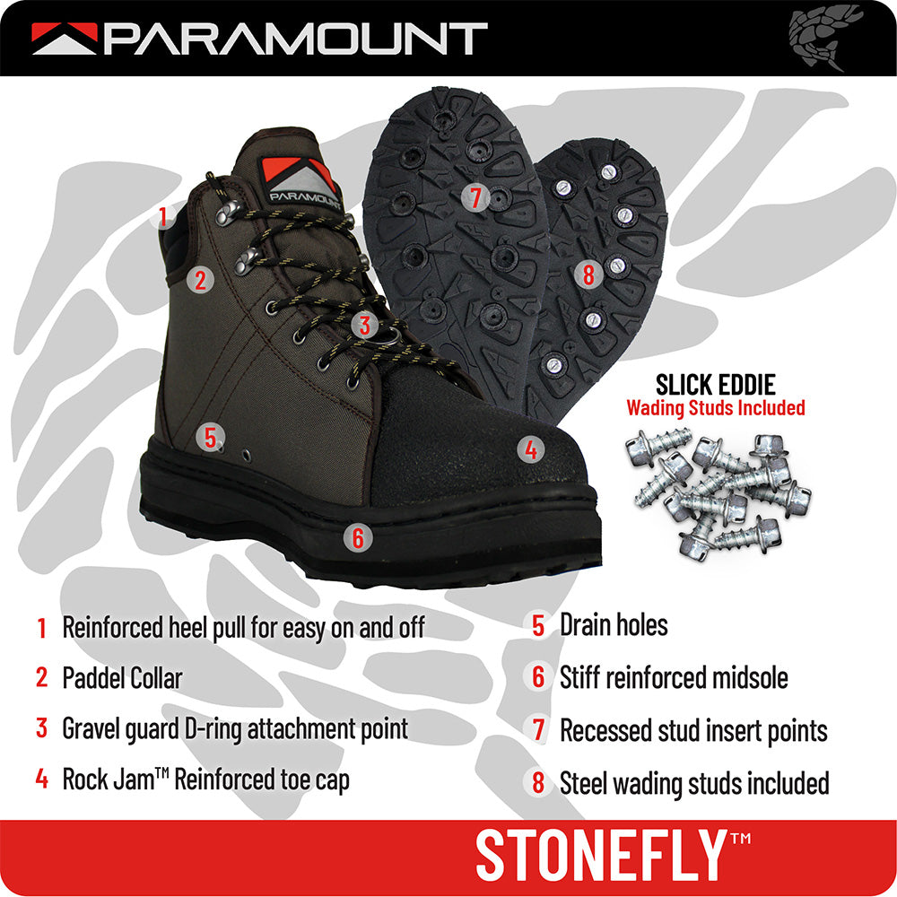PARAMOUNT OUTDOORS™ Stonefly Cleated Wading Shoe Wading Boots