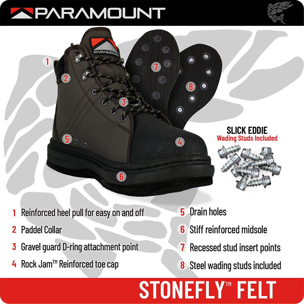 PARAMOUNT OUTDOORS™ Stonefly Felt Sole Wading Boot Wading Boots