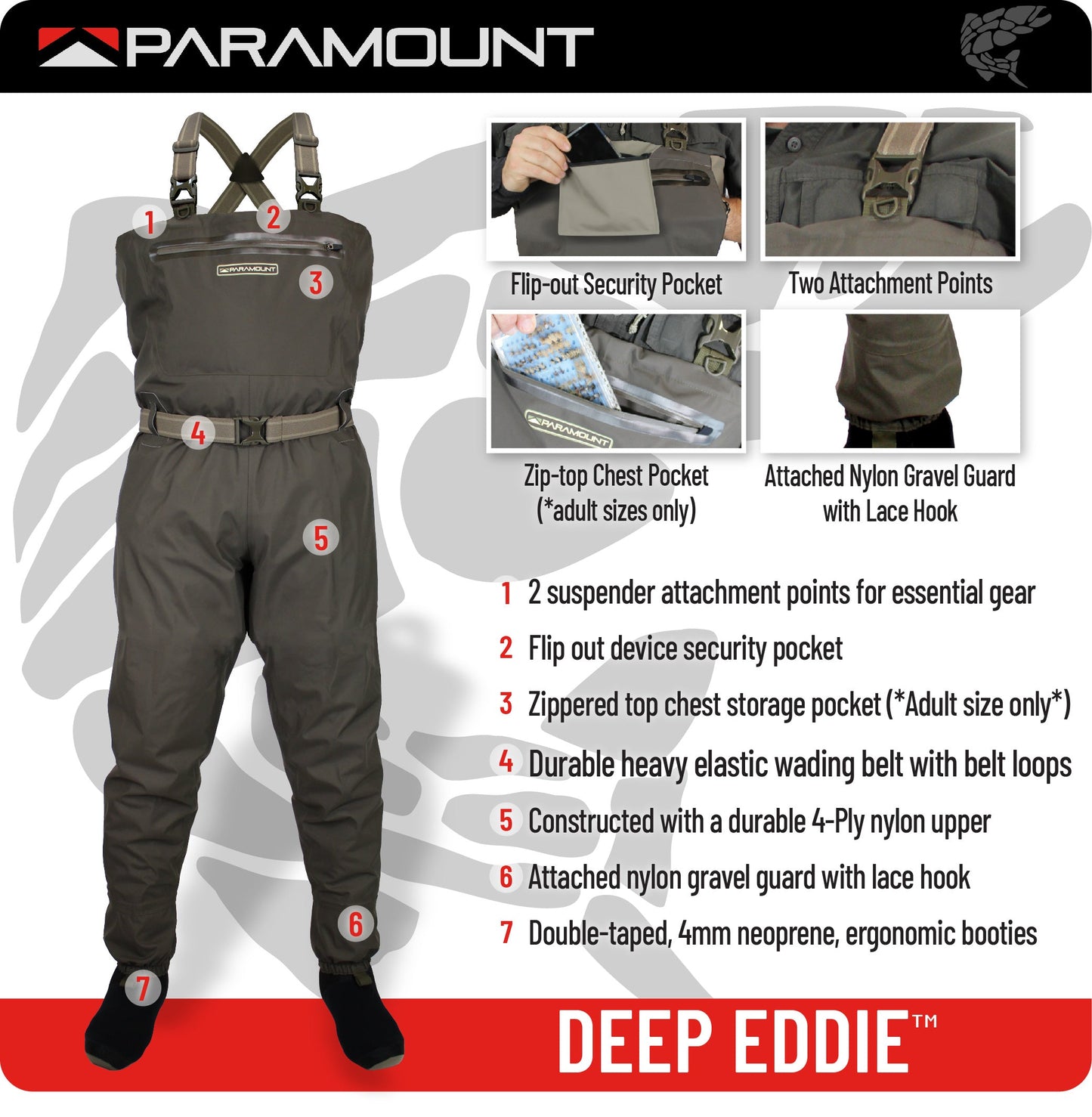 PARAMOUNT OUTDOORS™ STONEFLY Breathable Fishing Chest Waders Fishing Wader