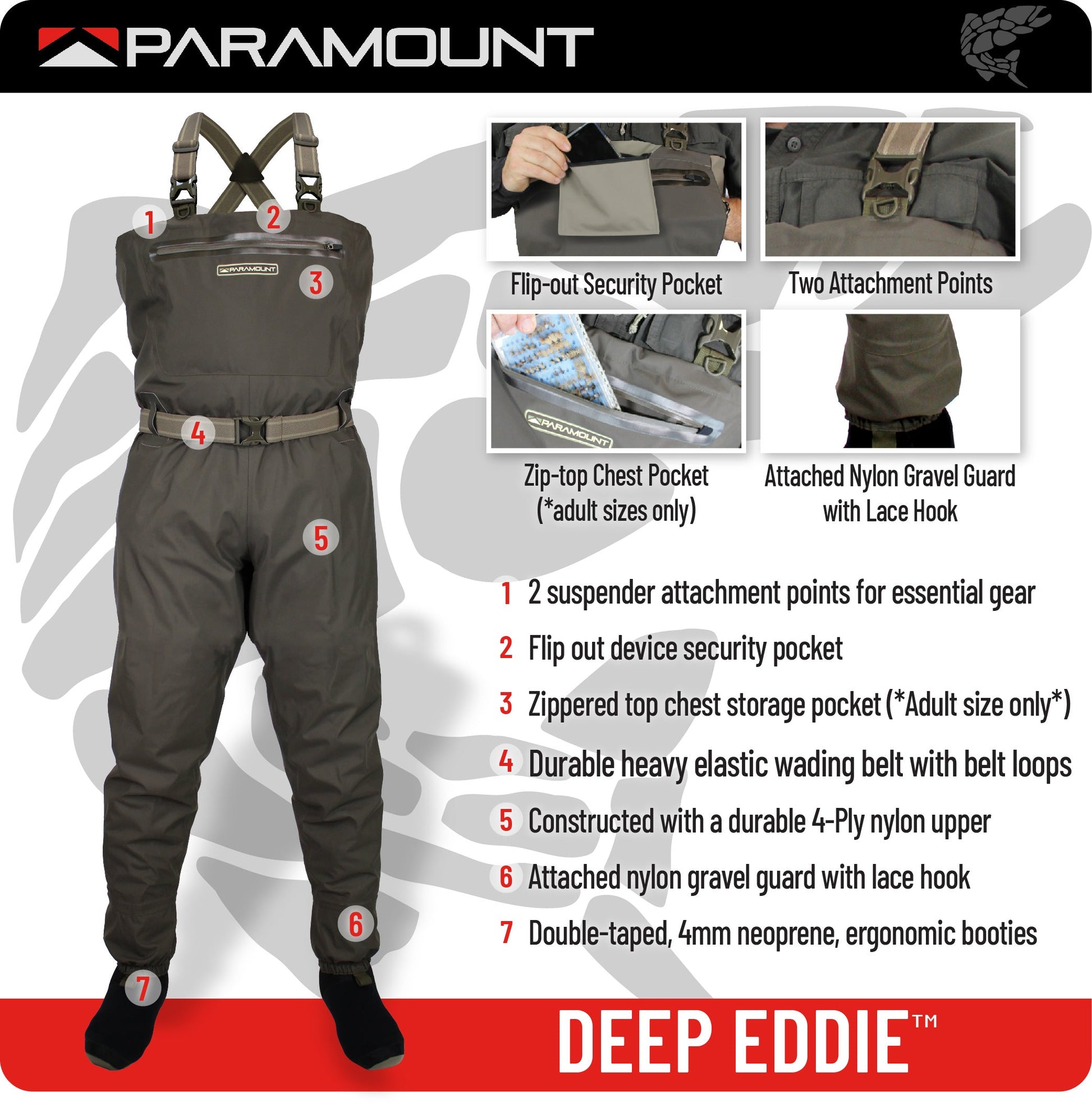 PARAMOUNT OUTDOORS™ STONEFLY YOUTH Fishing Breathable Chest Waders for Kids Fishing Wader