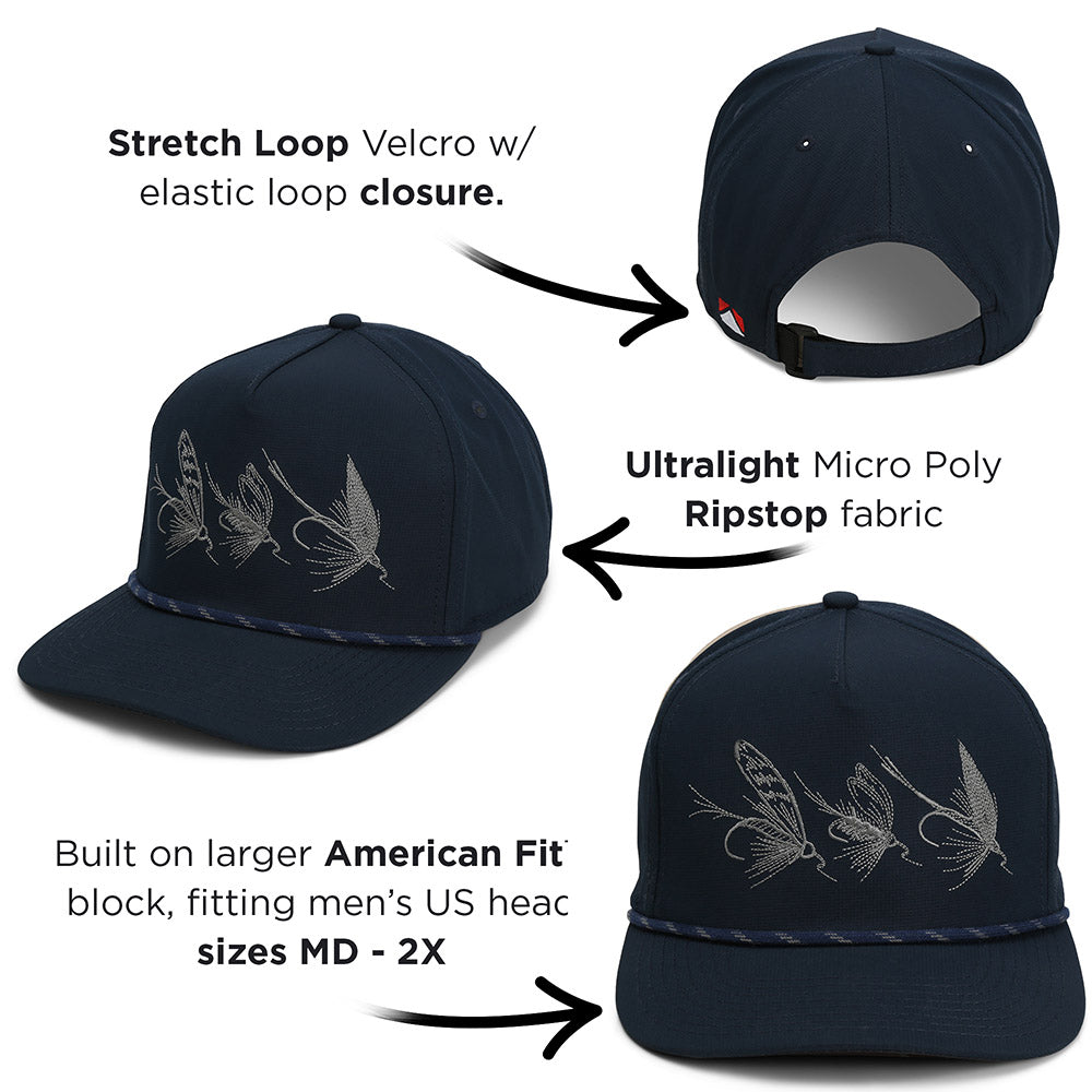 PARAMOUNT OUTDOORS™ Tri-Fly Fishing Ridgeline 5-Panel Rope Cap