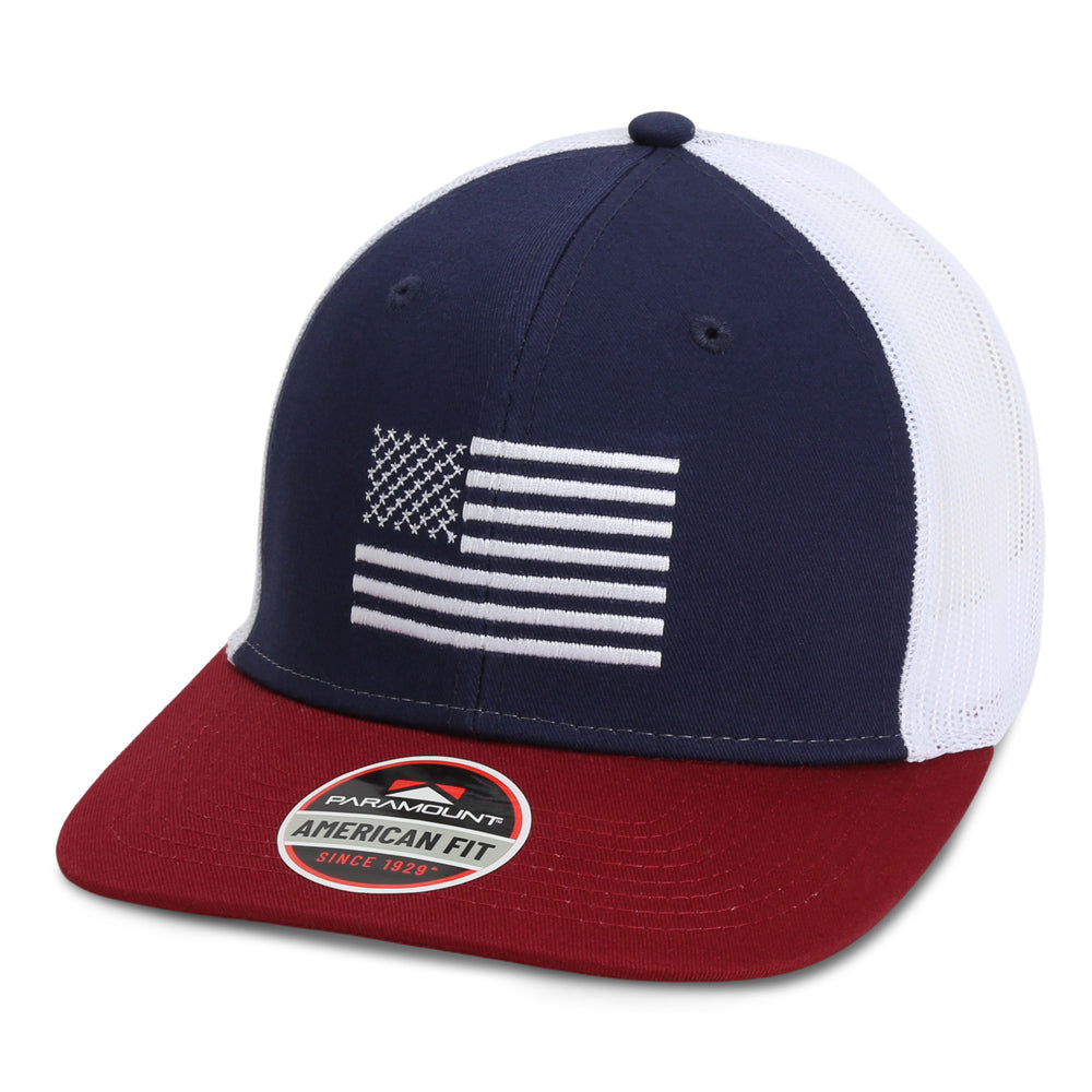 PARAMOUNT OUTDOORS™ American Flag Cap Red White and Blue Snapback