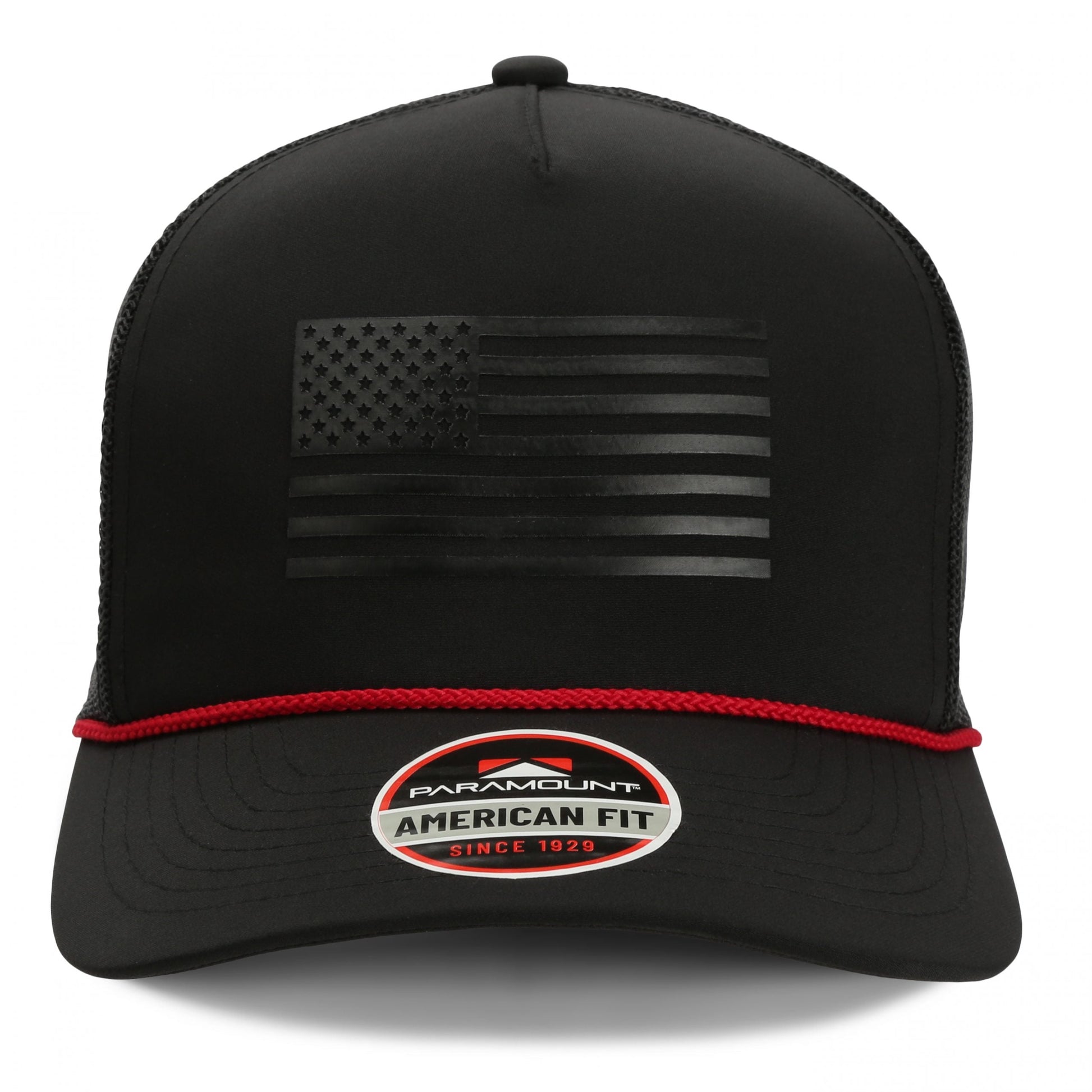 PARAMOUNT OUTDOORS™ Ridgeline Thin Red Line-trucker Hat American Flag Rope Cap