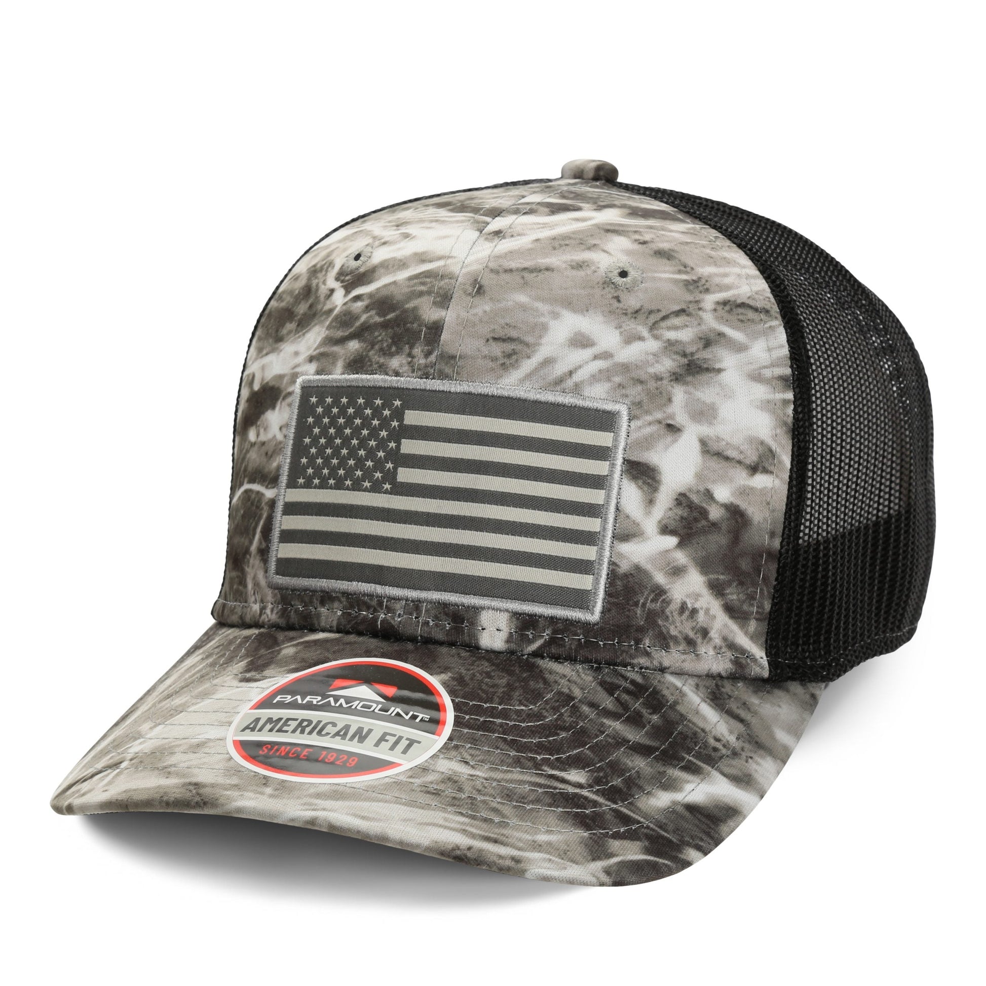 PARAMOUNT OUTDOORS™ Mossy Oak Elements American Flag Fishing Cap Headwear
