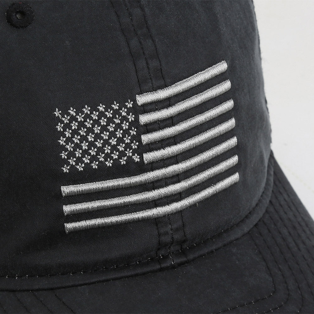 PARAMOUNT OUTDOORS™ Waxed Cloth American Flag Mesh Back Hat Headwear