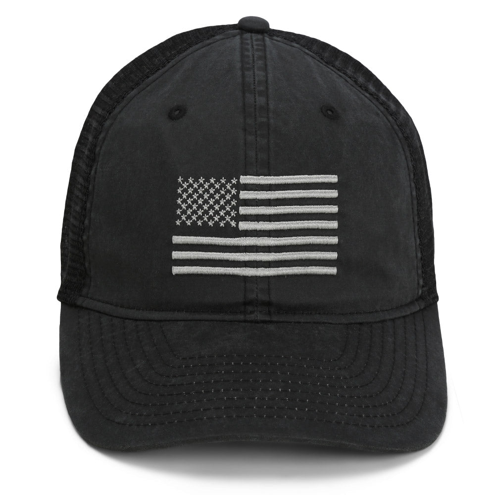 PARAMOUNT OUTDOORS™ Waxed Cloth American Flag Mesh Back Hat Headwear