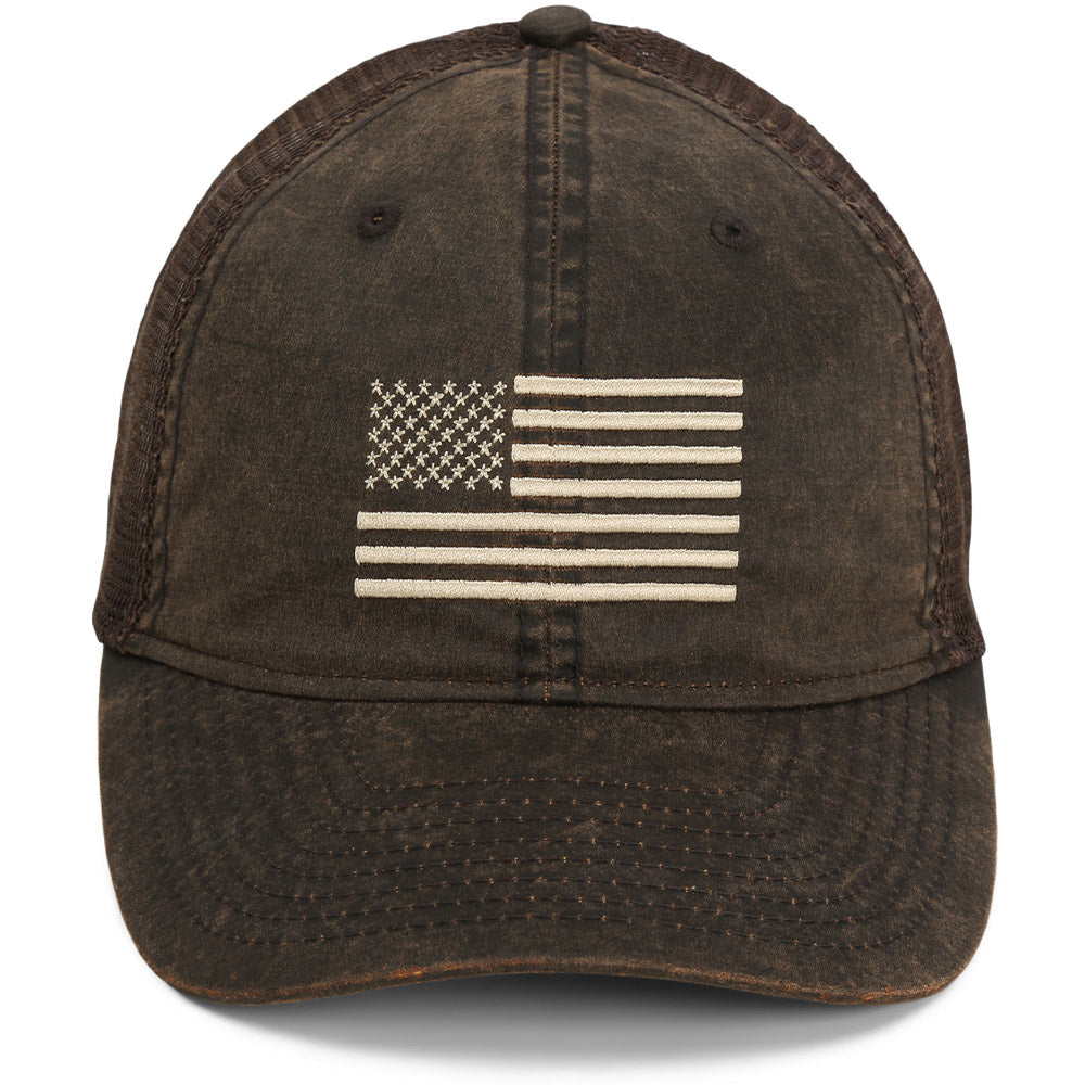 PARAMOUNT OUTDOORS™ Waxed Cloth American Flag Mesh Back Hat Headwear