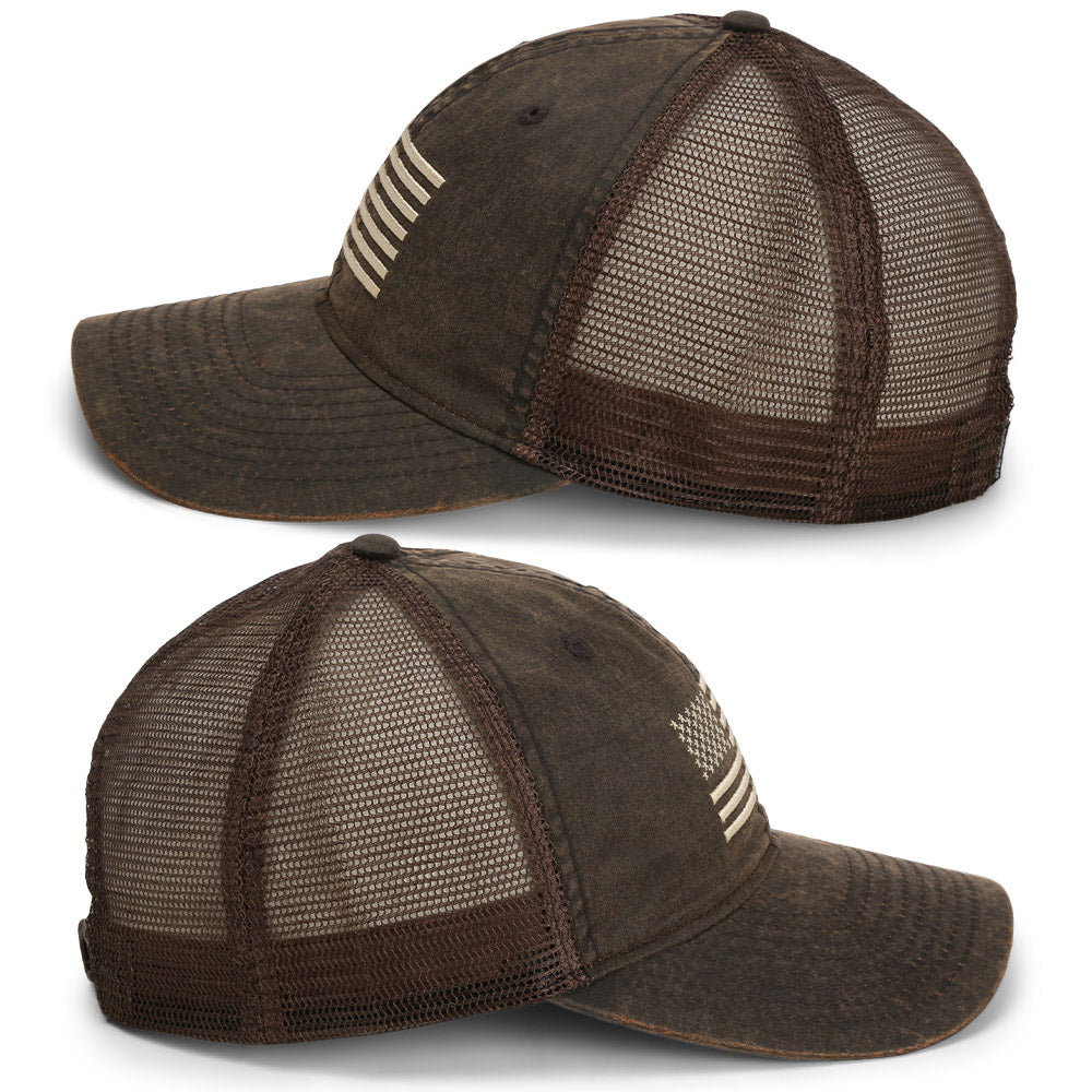 PARAMOUNT OUTDOORS™ Waxed Cloth American Flag Mesh Back Hat Headwear