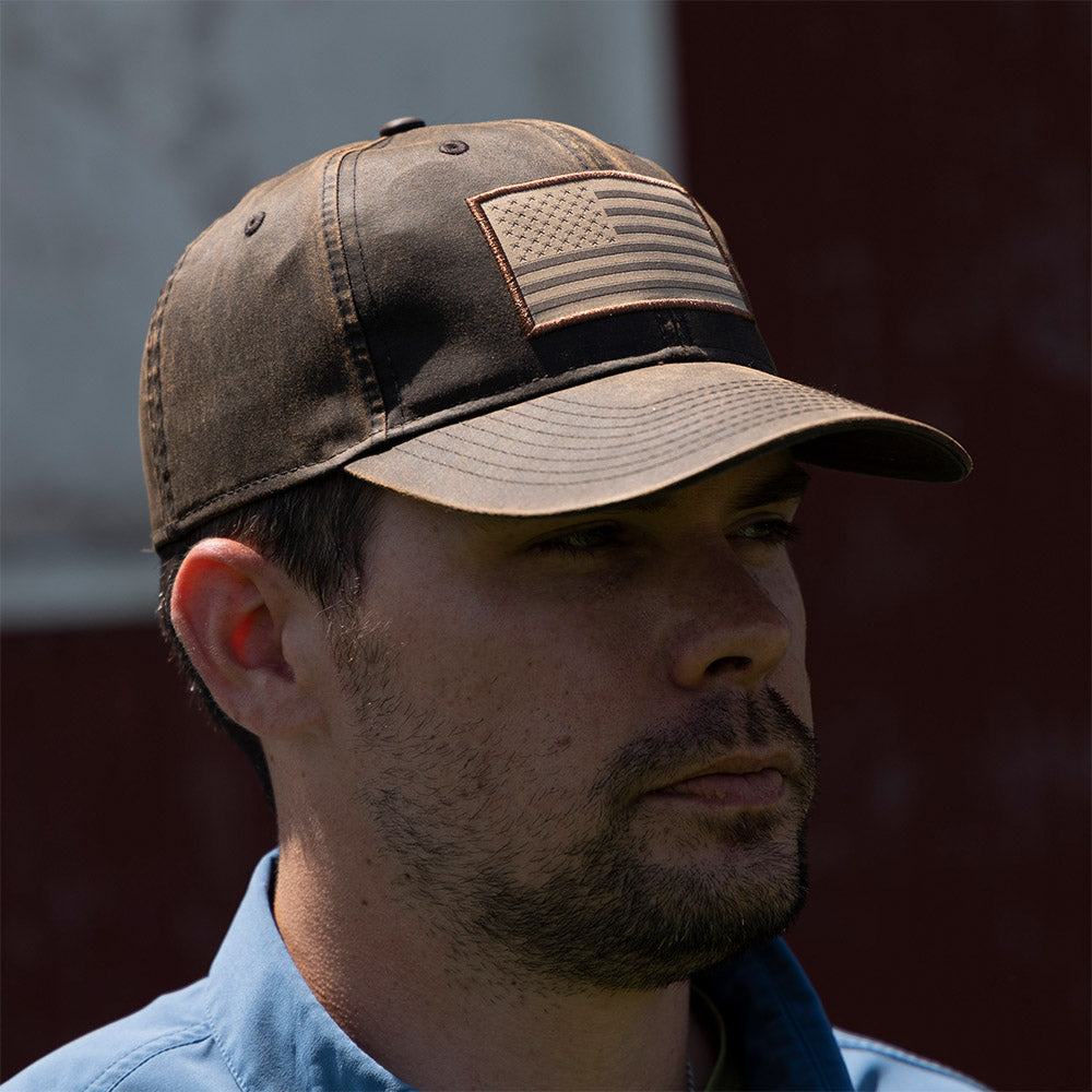 PARAMOUNT OUTDOORS™ Waxed Cloth American Flag Dad Cap Headwear