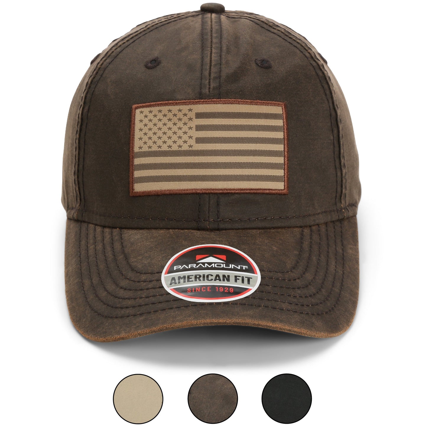 PARAMOUNT OUTDOORS™ Waxed Cloth American Flag Dad Cap Headwear