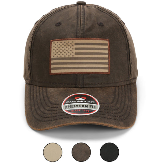 PARAMOUNT OUTDOORS™ Waxed Cloth American Flag Dad Cap Headwear