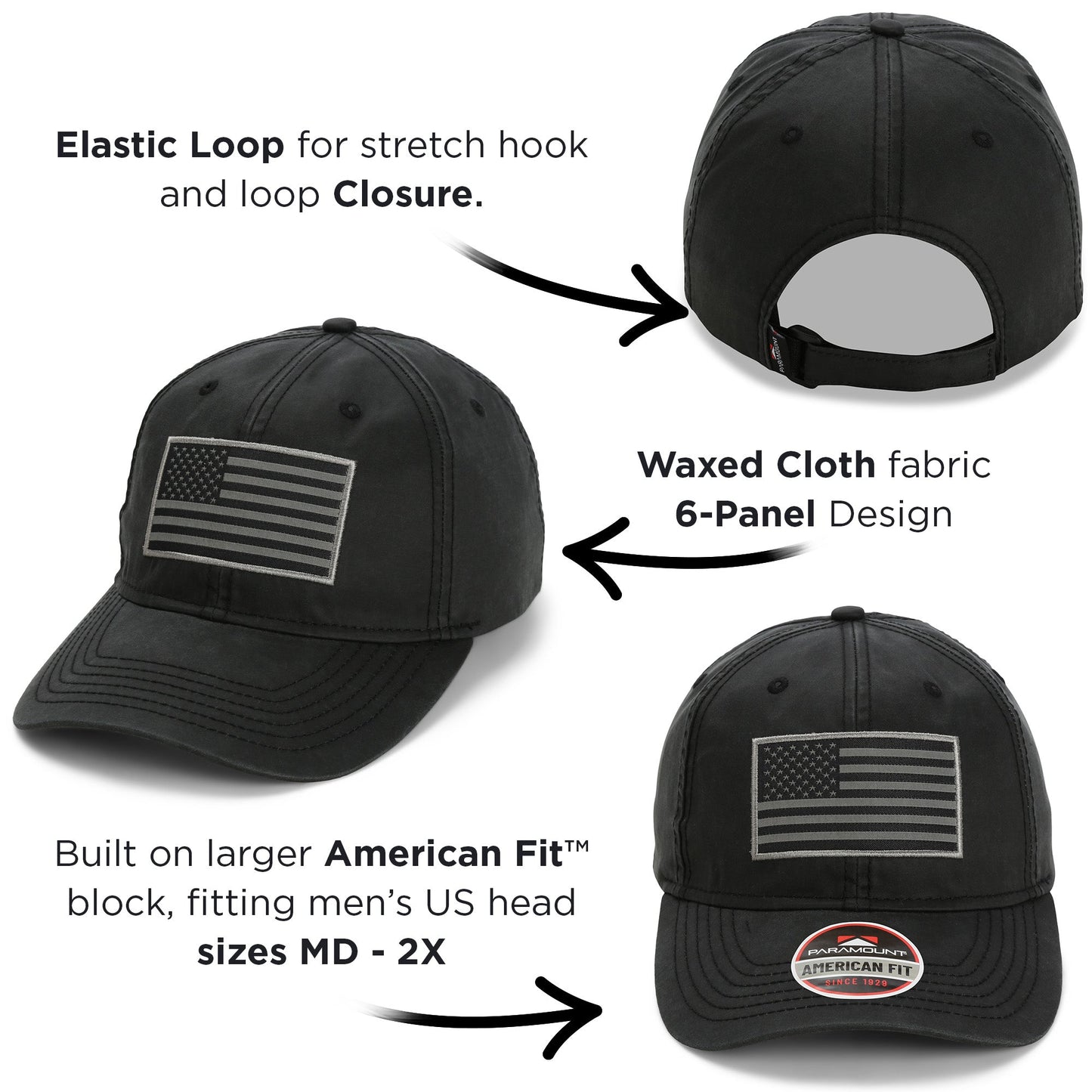 PARAMOUNT OUTDOORS™ Waxed Cloth American Flag Dad Cap Headwear