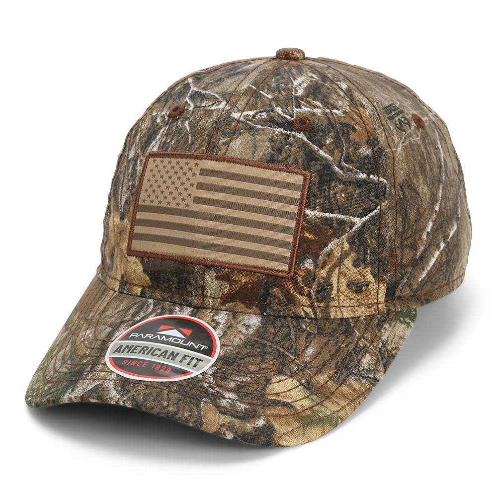 PARAMOUNT OUTDOORS™ Camo Unstructured American Flag Cap - American Fit