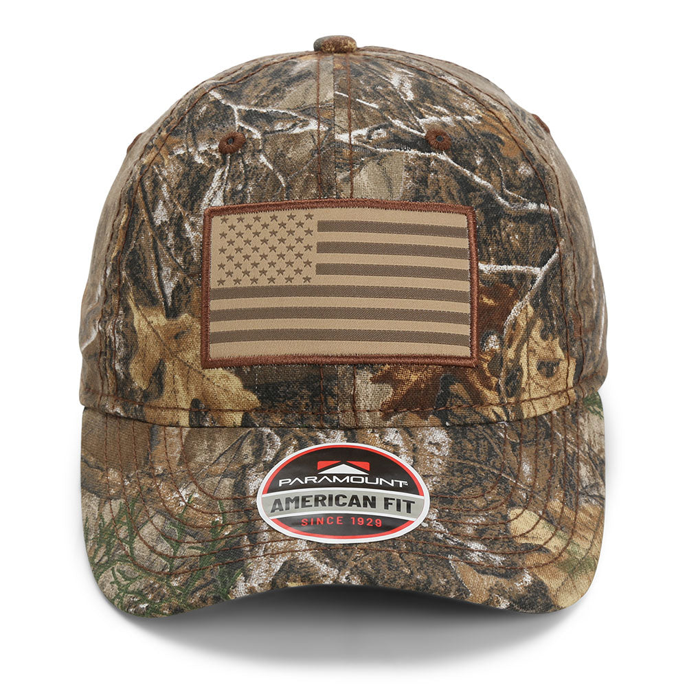 PARAMOUNT OUTDOORS™ Camo Unstructured American Flag Cap - American Fit