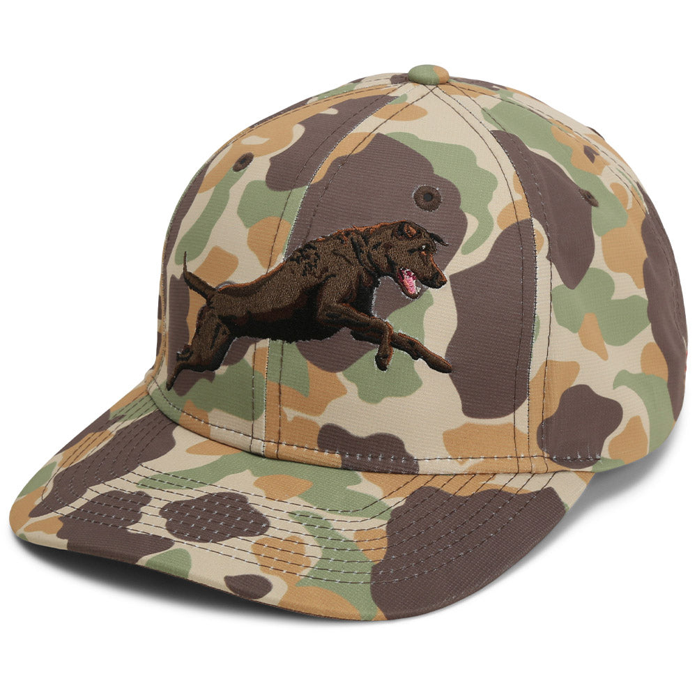 PARAMOUNT OUTDOORS™ Chocolate Lab 6-Panel Riverside Vintage Camo Cap Headwear
