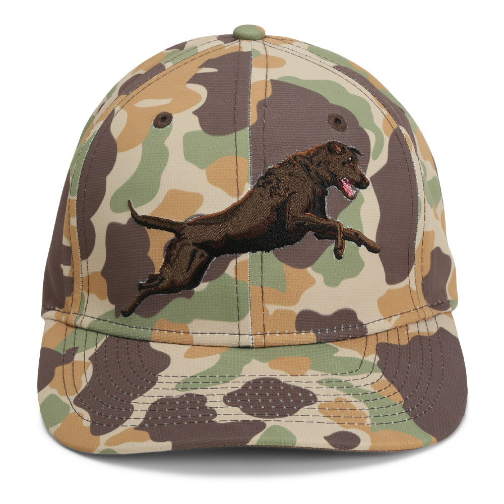 PARAMOUNT OUTDOORS™ Chocolate Lab 6-Panel Riverside Vintage Camo Cap Headwear