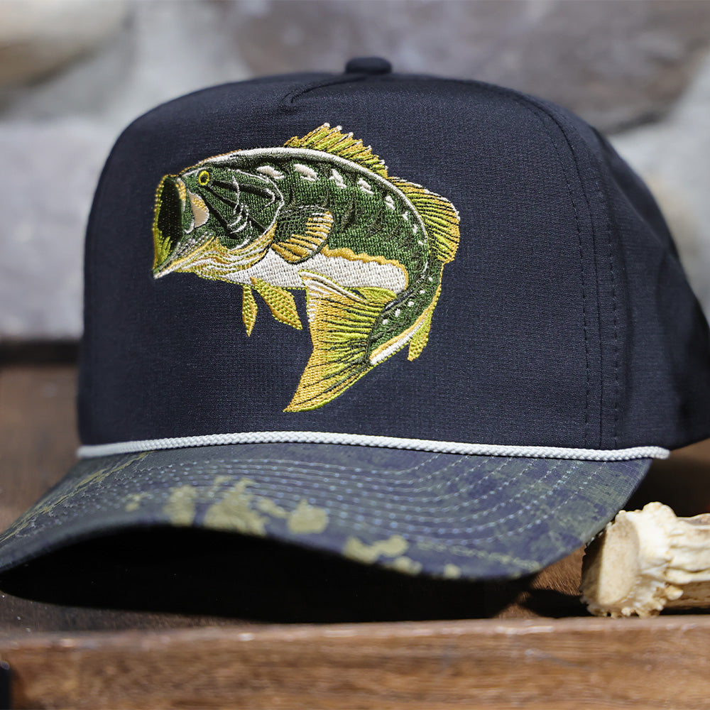 PARAMOUNT OUTDOORS™ Largemouth Bass 5-Panel Trucker Rope Cap Headwear