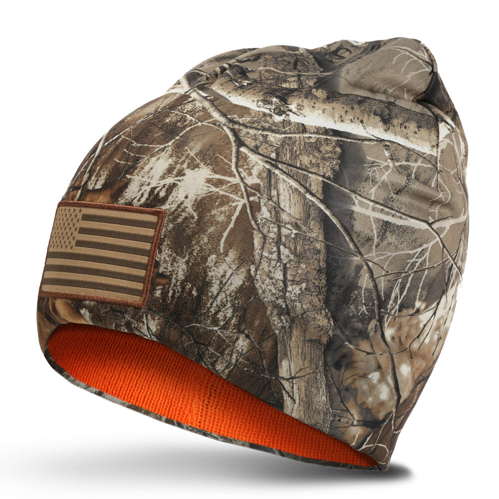 PARAMOUNT OUTDOORS™ Reversible Camo Blaze Orange Beanie Headwear