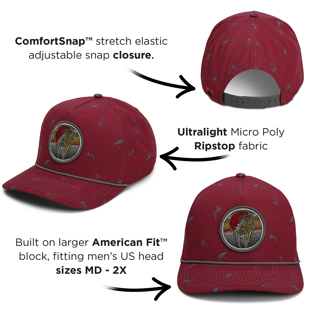 PARAMOUNT OUTDOORS™ Dead Drift Fly Fishing Patch Rope Cap Fly Pattern Headwear
