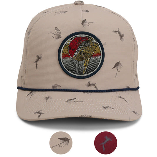PARAMOUNT OUTDOORS™ Dead Drift Fly Fishing Patch Rope Cap Fly Pattern Headwear